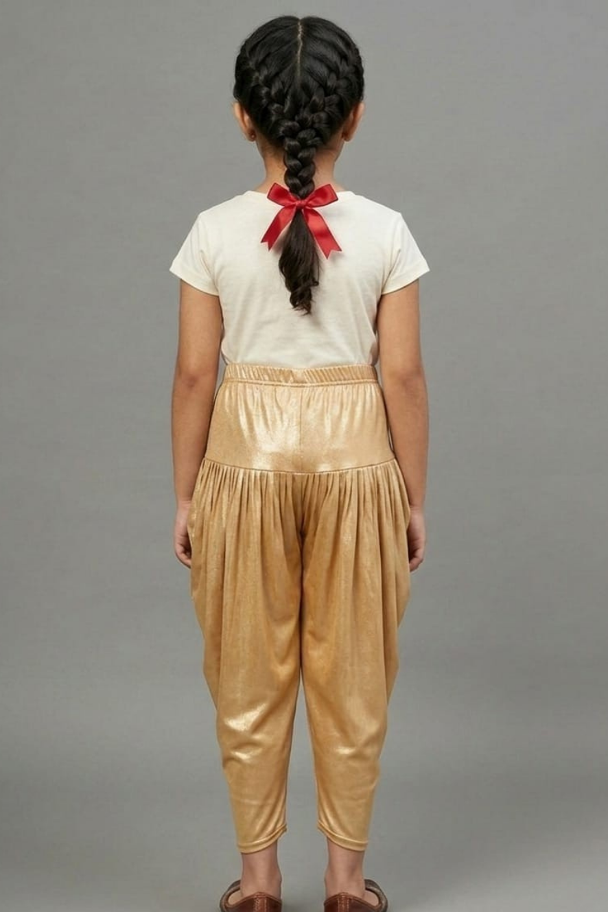 Kids Gold Shimmer Dhoti Pants