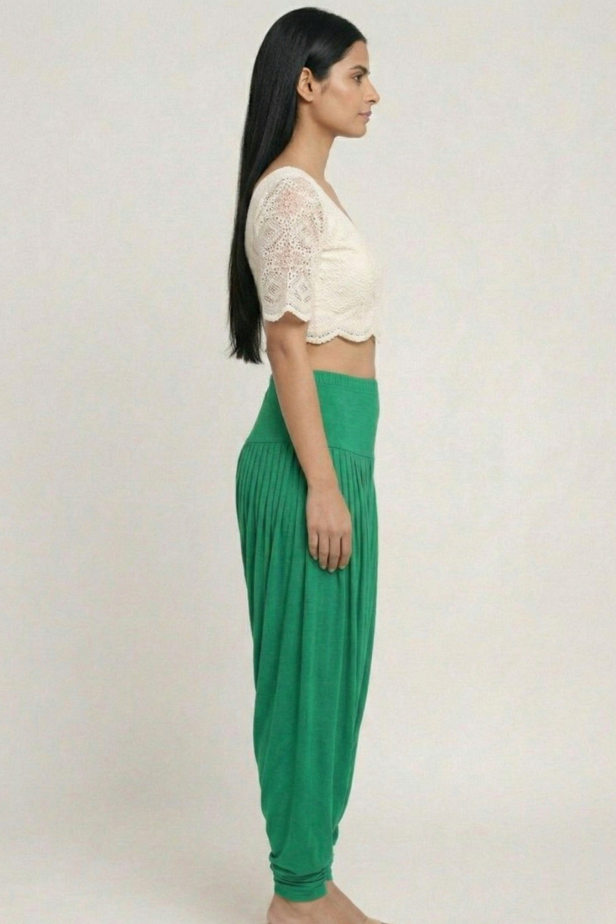 Green Viscose Plain Dhoti
