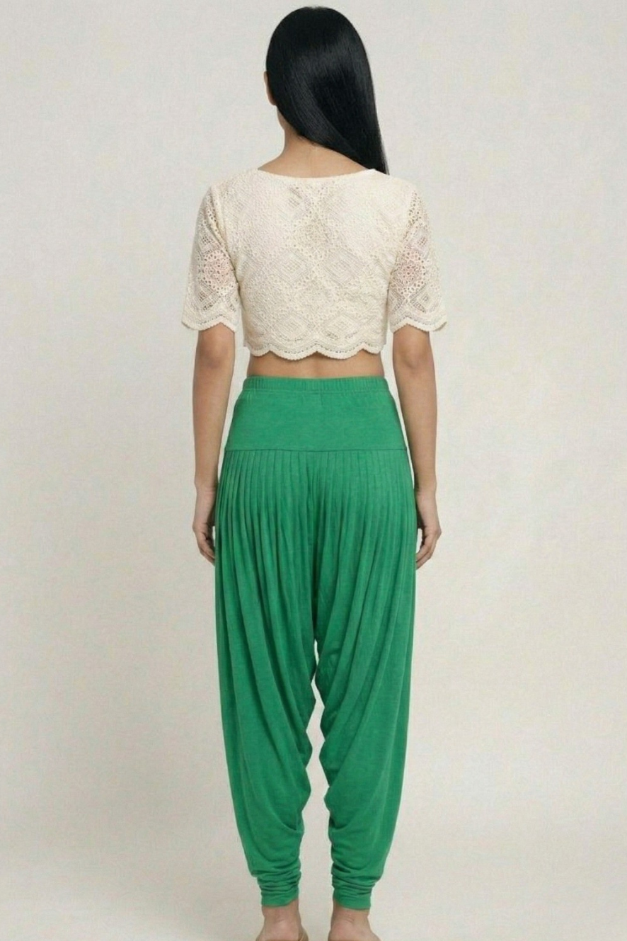 Green Viscose Plain Dhoti