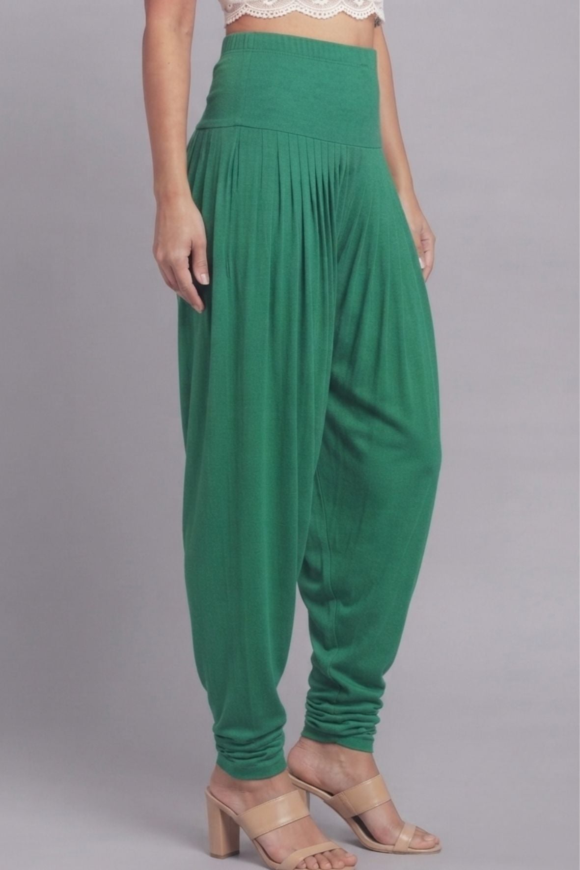 Green Viscose Plain Dhoti
