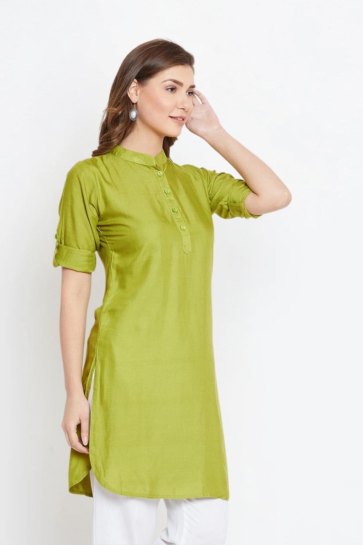 Green Solid Color Kurti