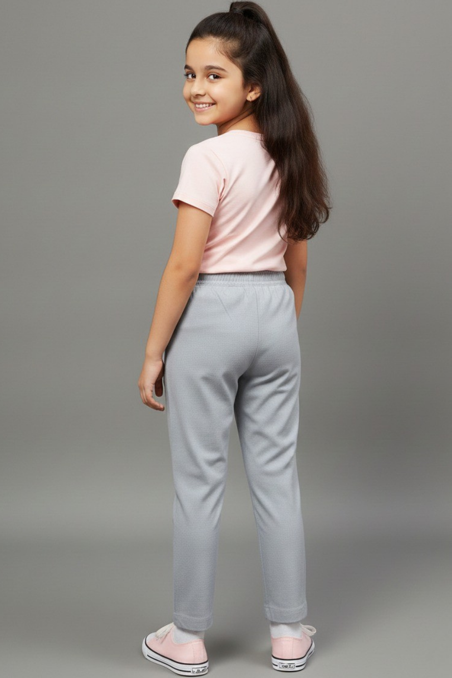 Girls Grey Colour Straight Pant