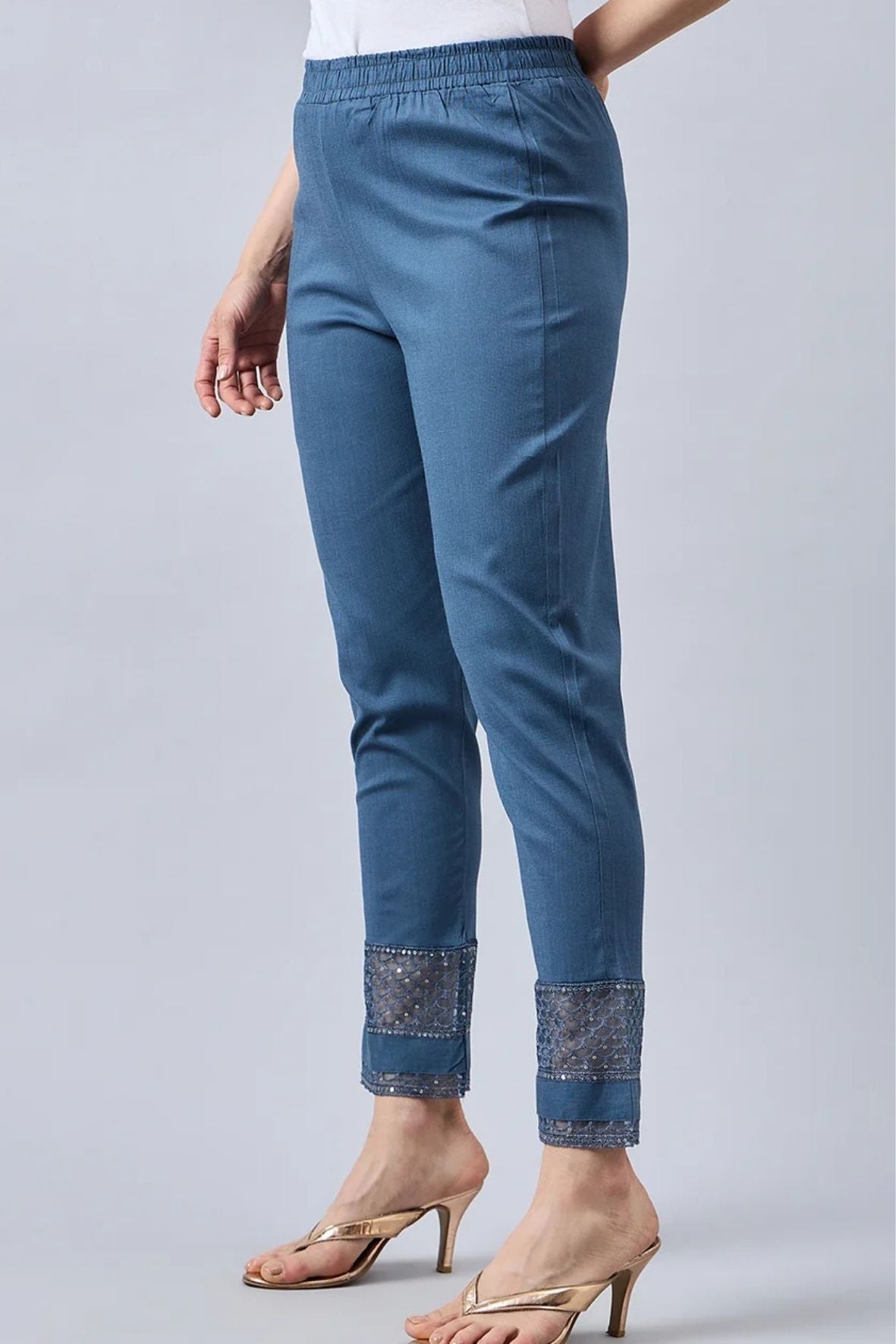 Grey Sequin Lace Pants