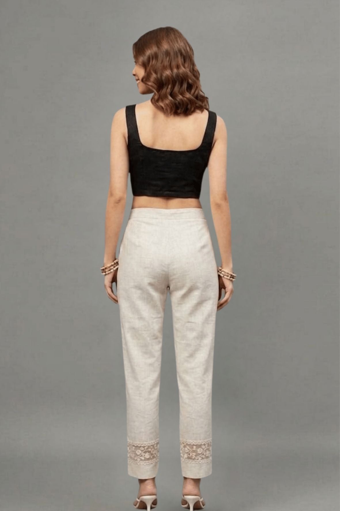 Ivory Blossom Cotton Flex Lace Pants