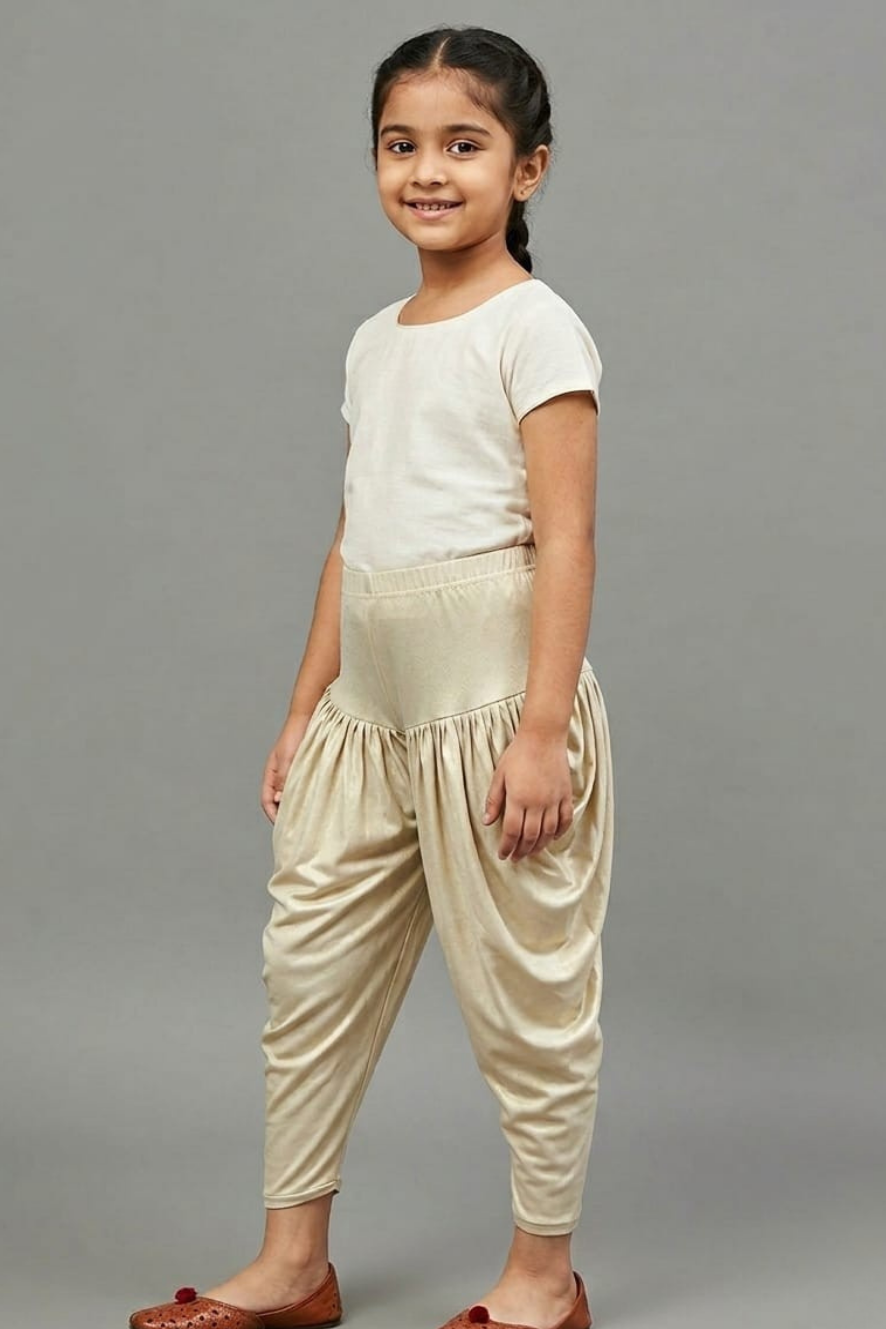 Kids Gold Shimmer Dhoti Pants