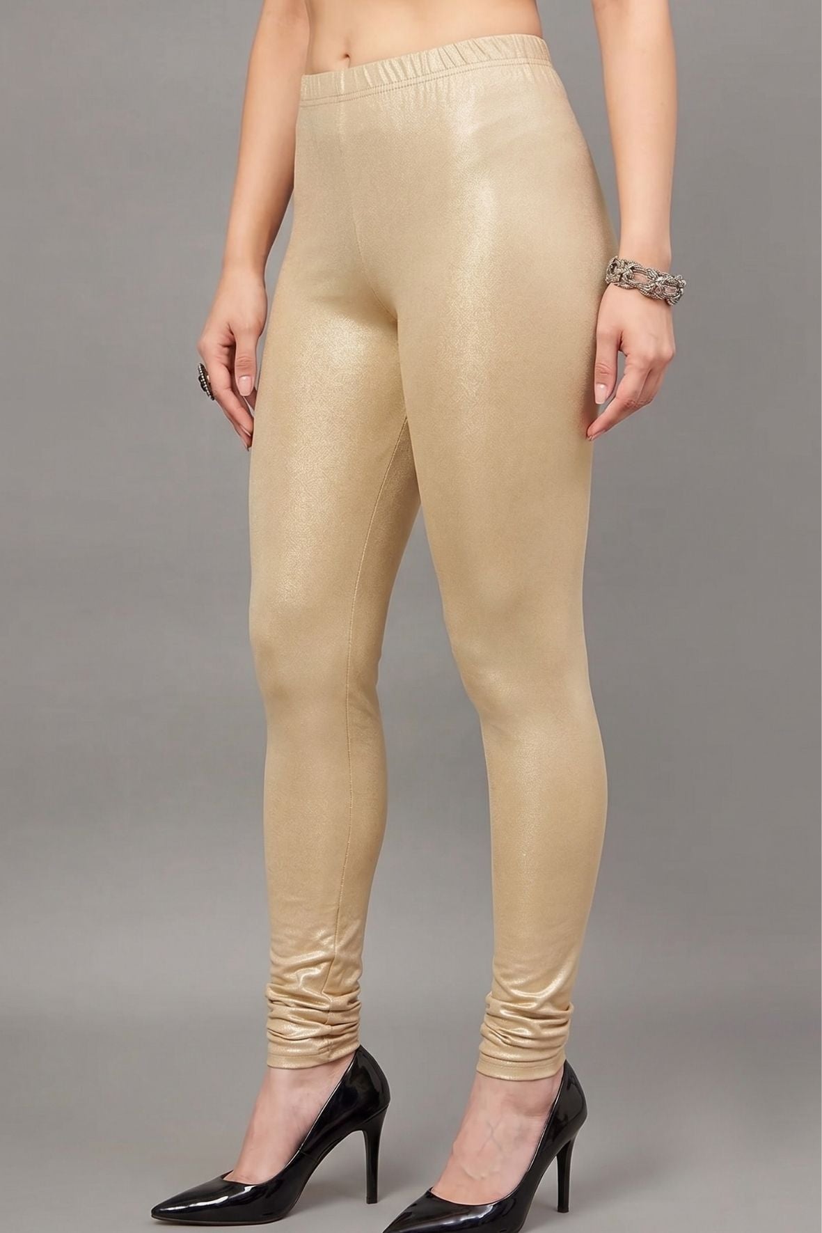 Light Gold Shimmer Leggings - Ankle Length