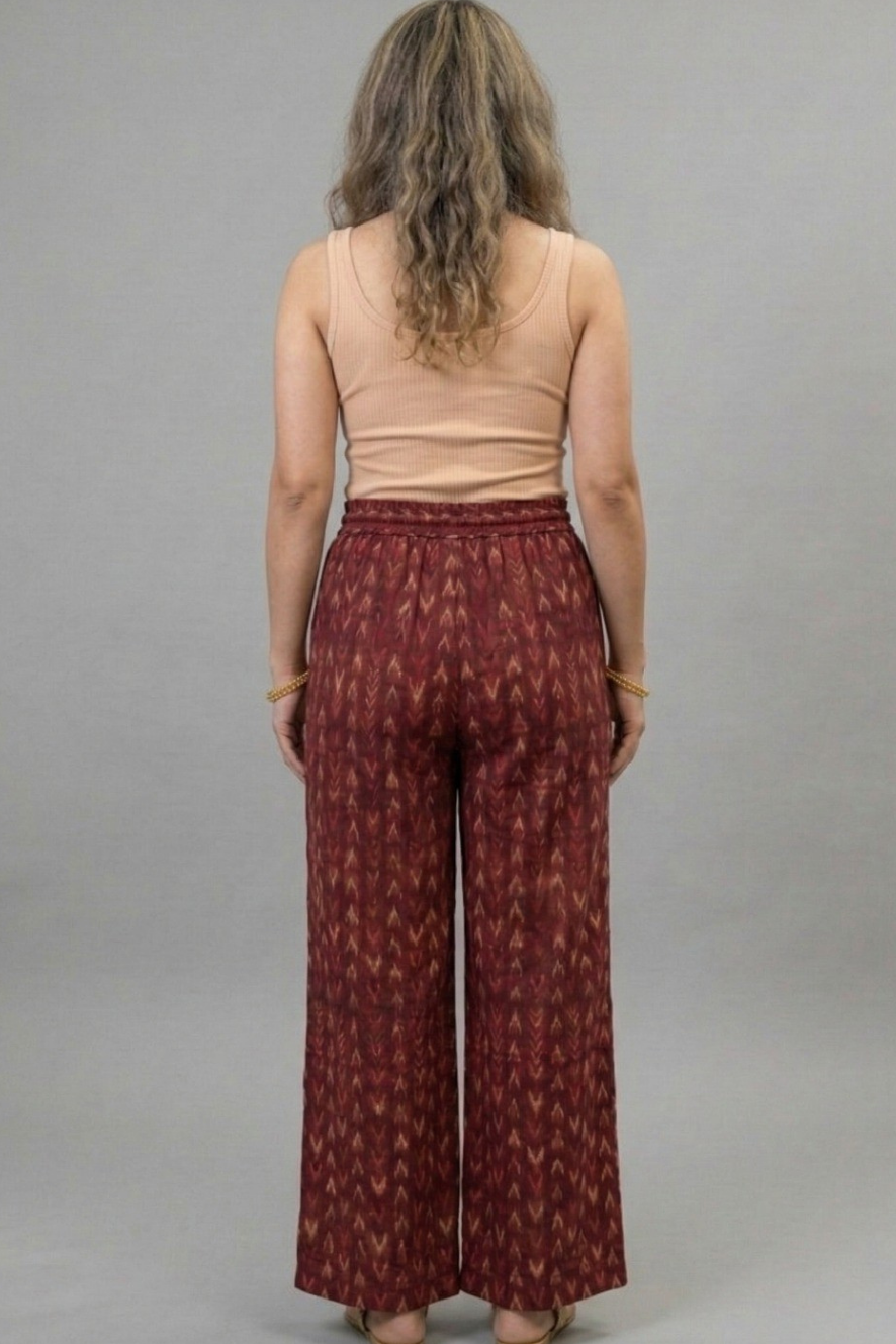 Maroon Ikat Printed Palazzo