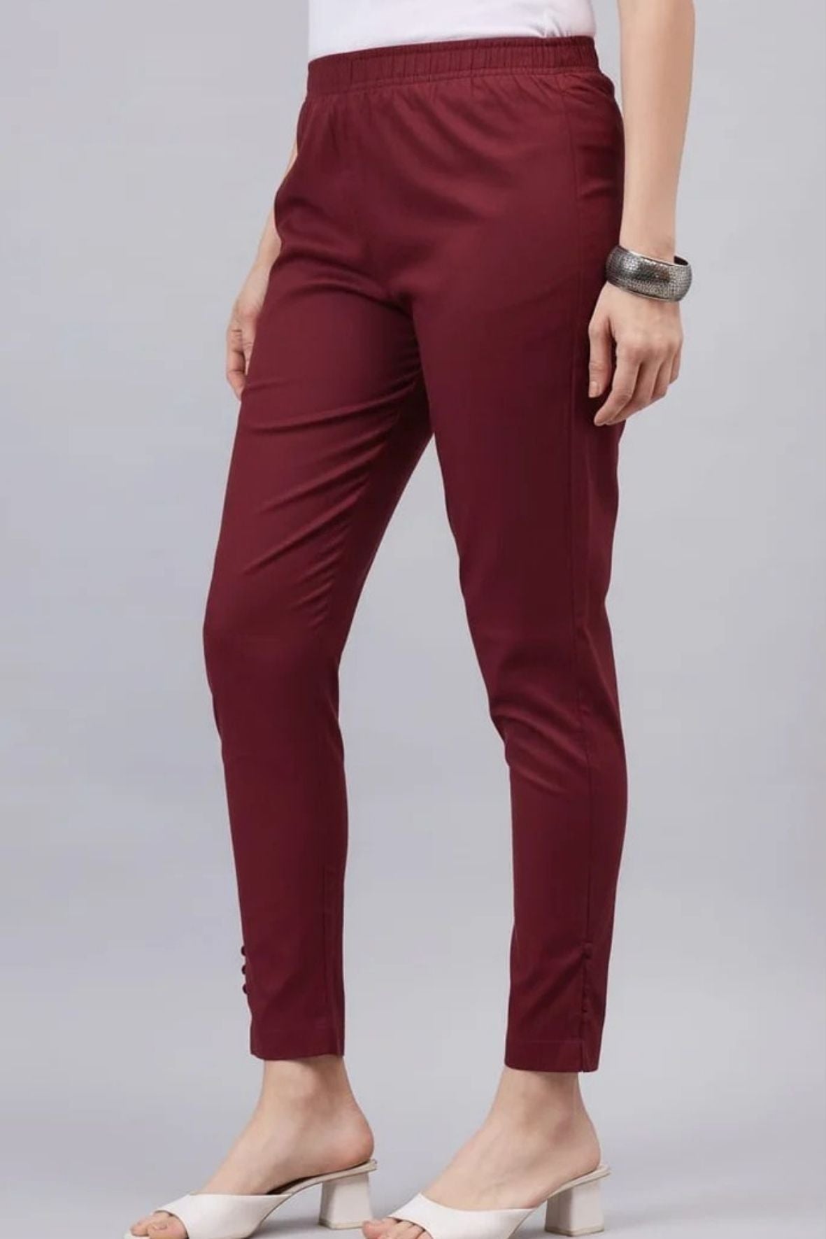 Maroon Regular Fit Potli Pants