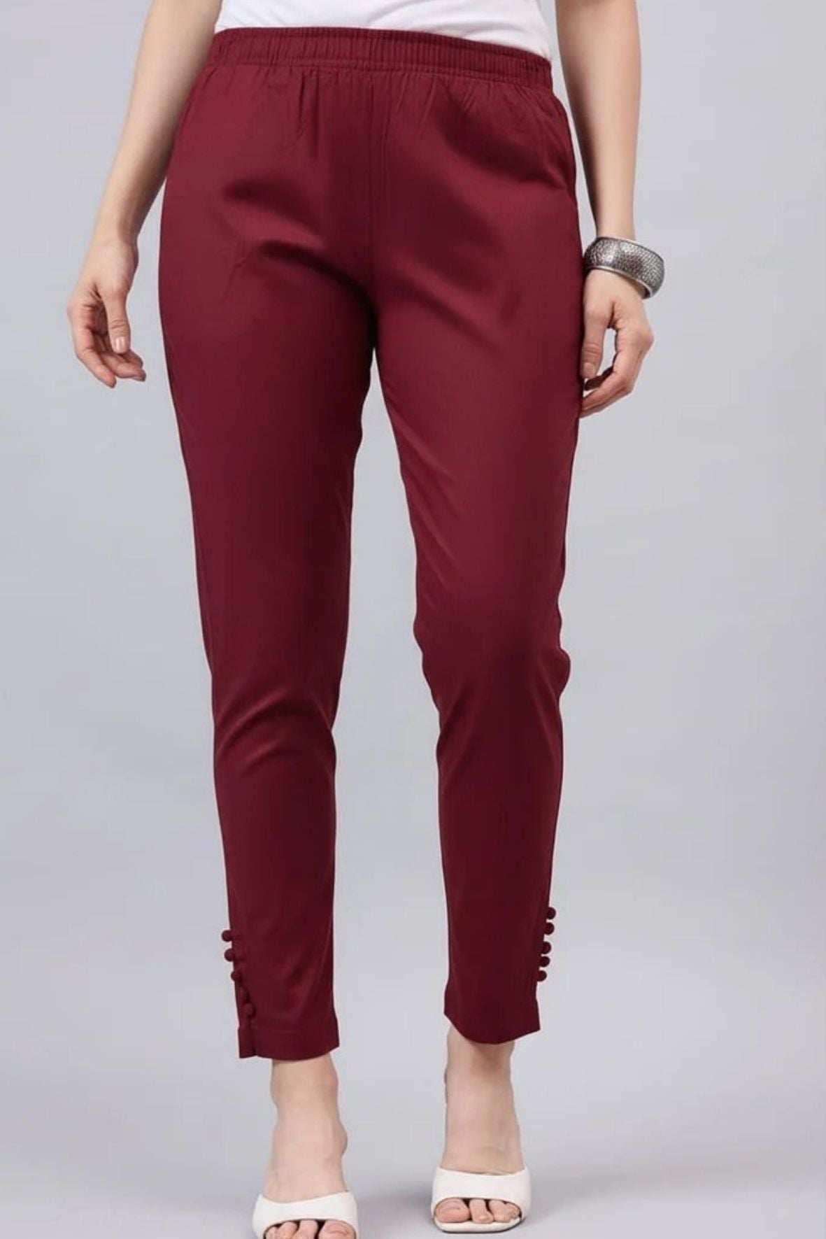 Maroon Regular Fit Potli Pants