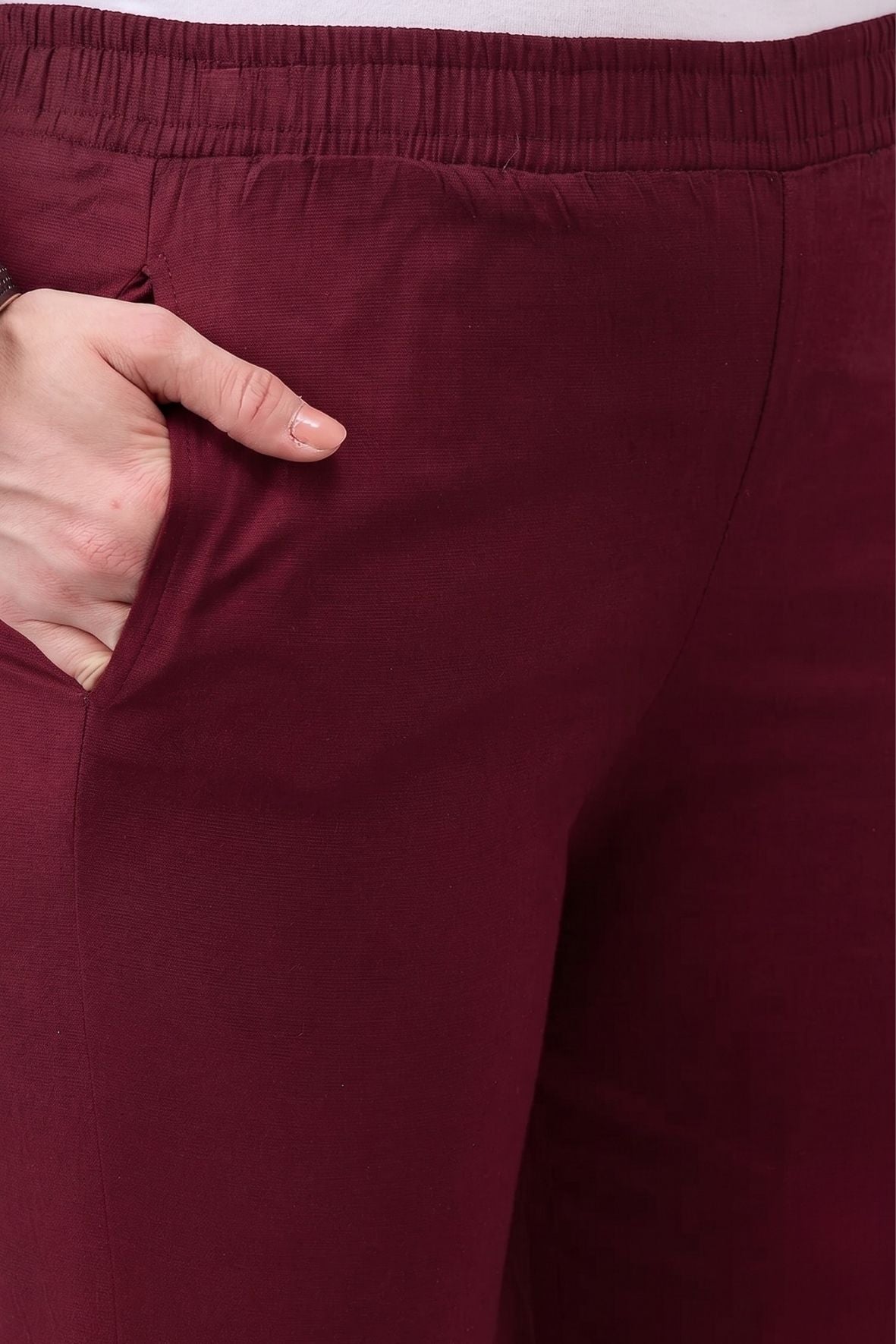 Maroon Regular Fit Potli Pants