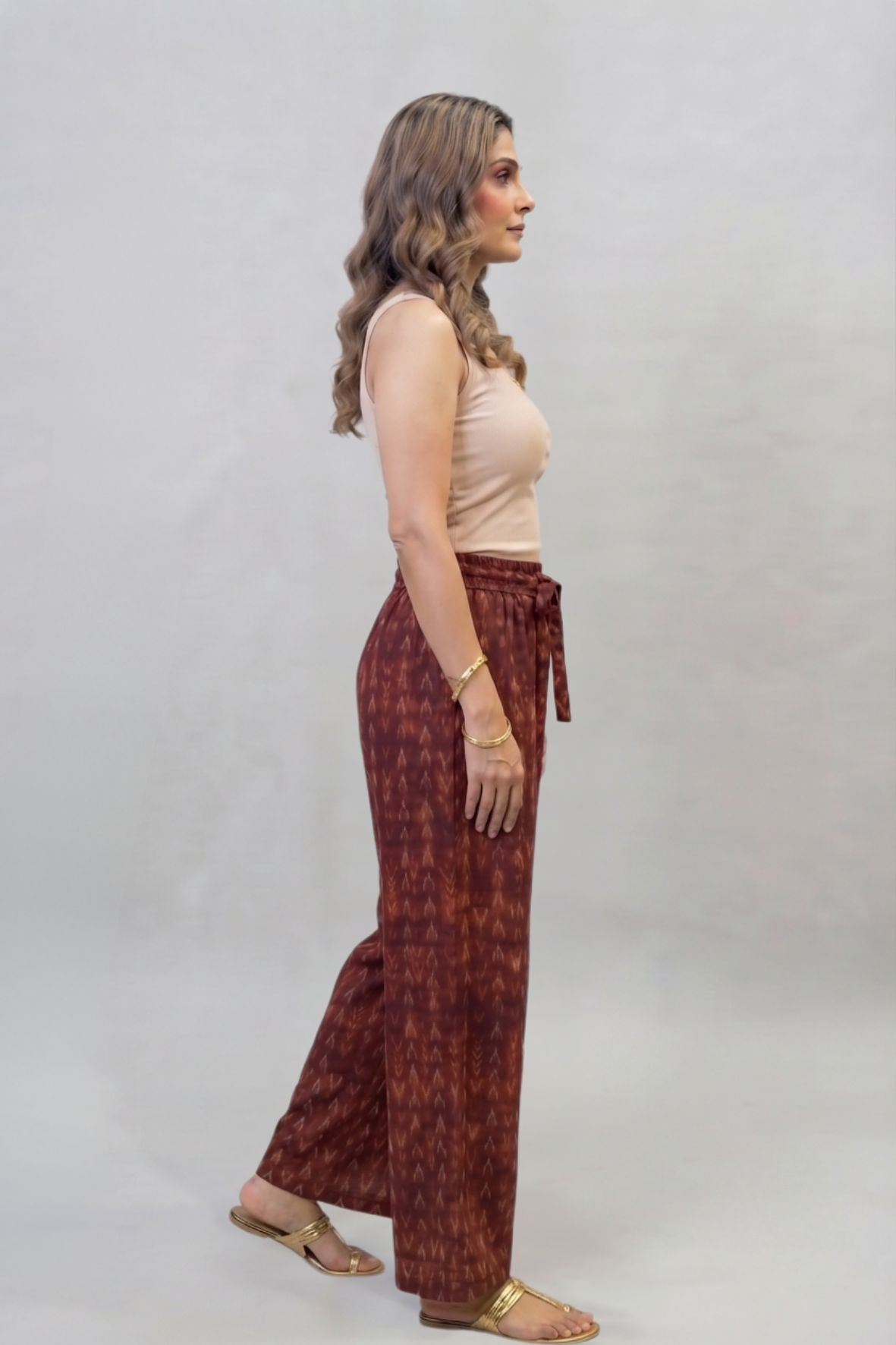 Maroon Ikat Printed Palazzo
