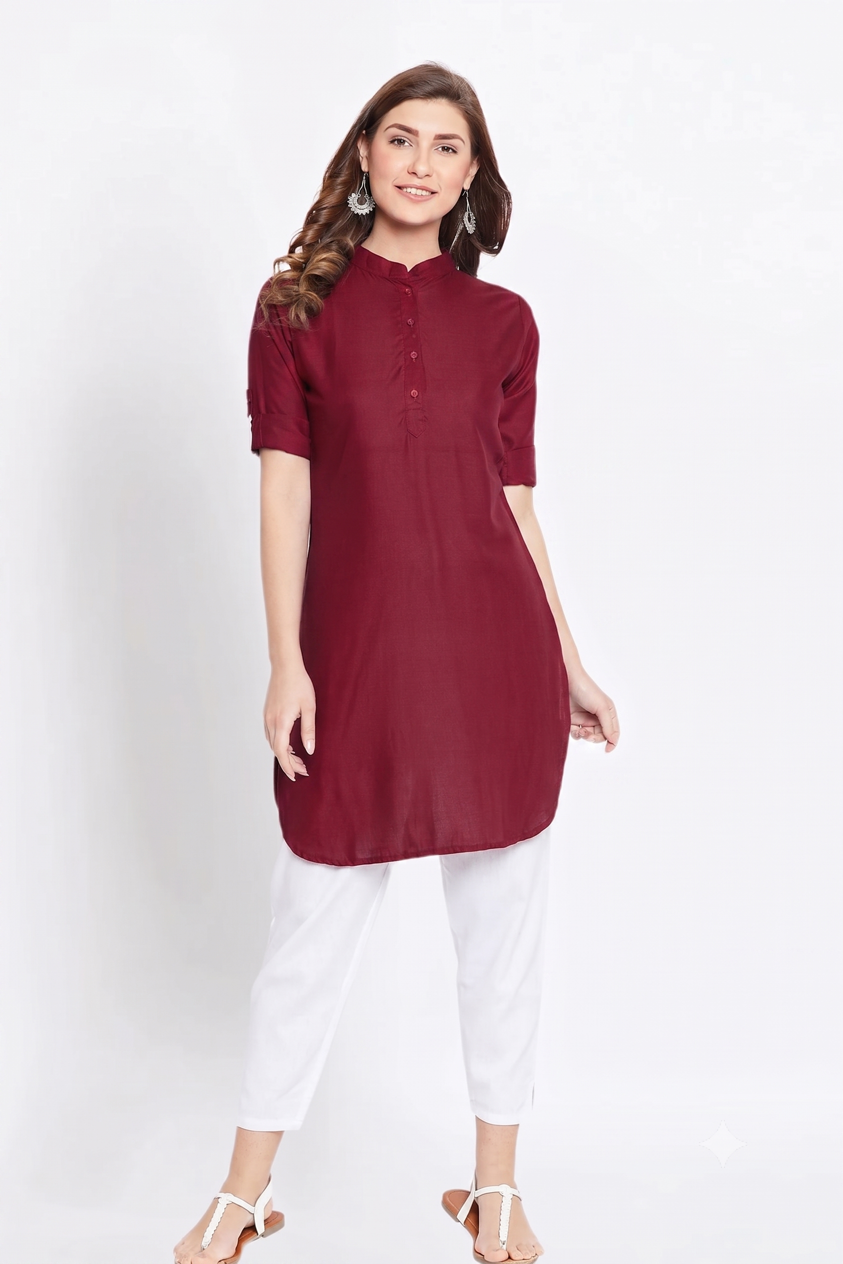 Maroon Solid Color Kurti