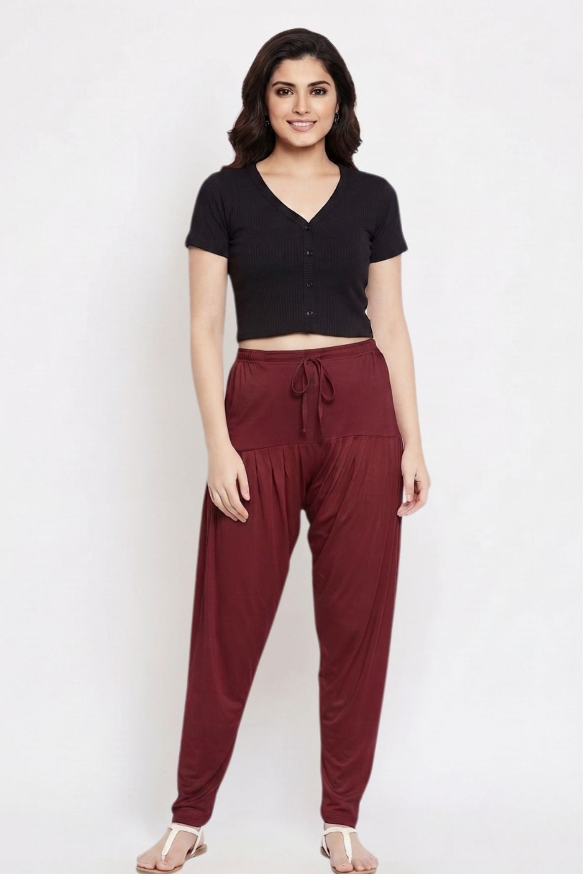 Maroon Plain Viscose Patiala