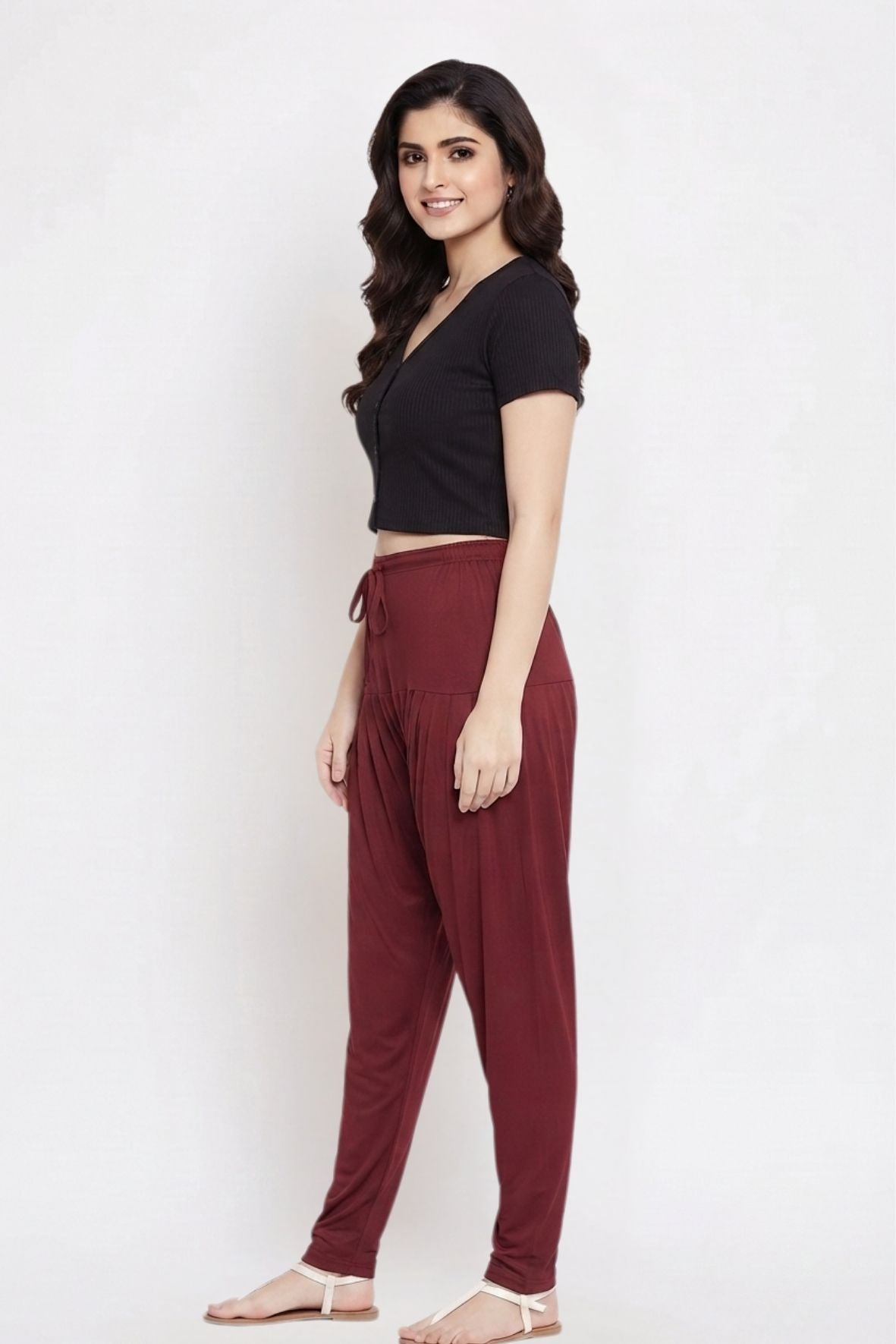 Maroon Plain Viscose Patiala