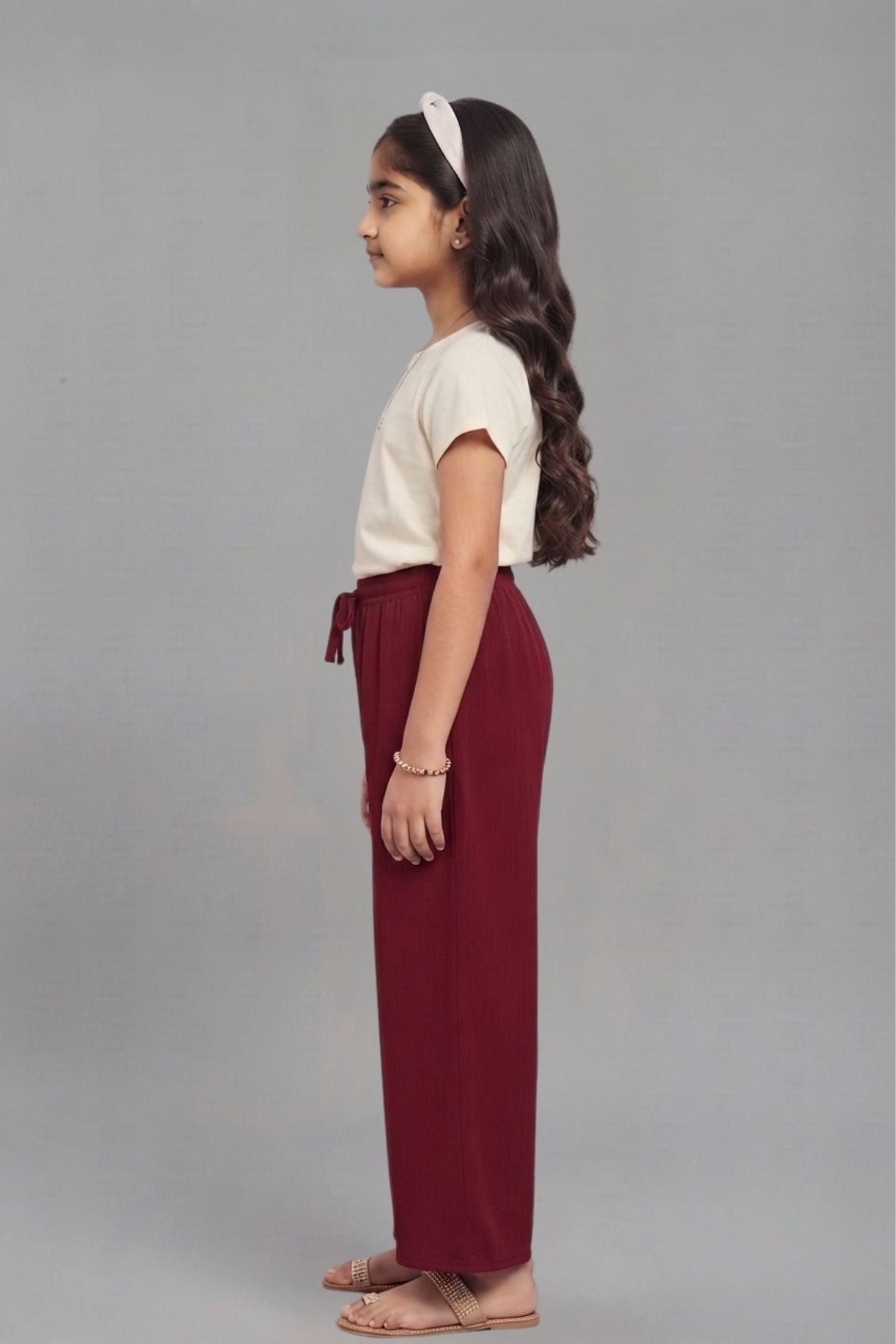 Kids Maroon Rayon Palazzo