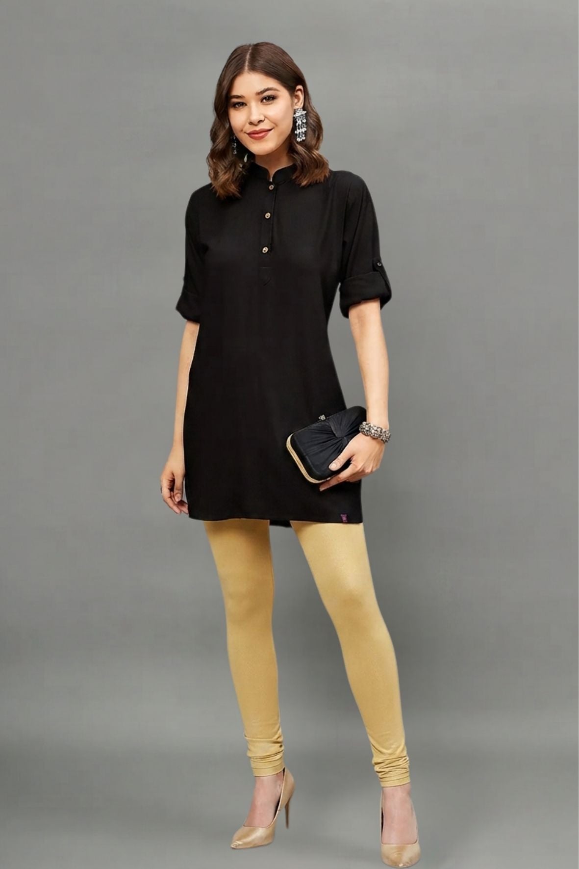 Medium Gold Shimmer Leggings - Ankle Length