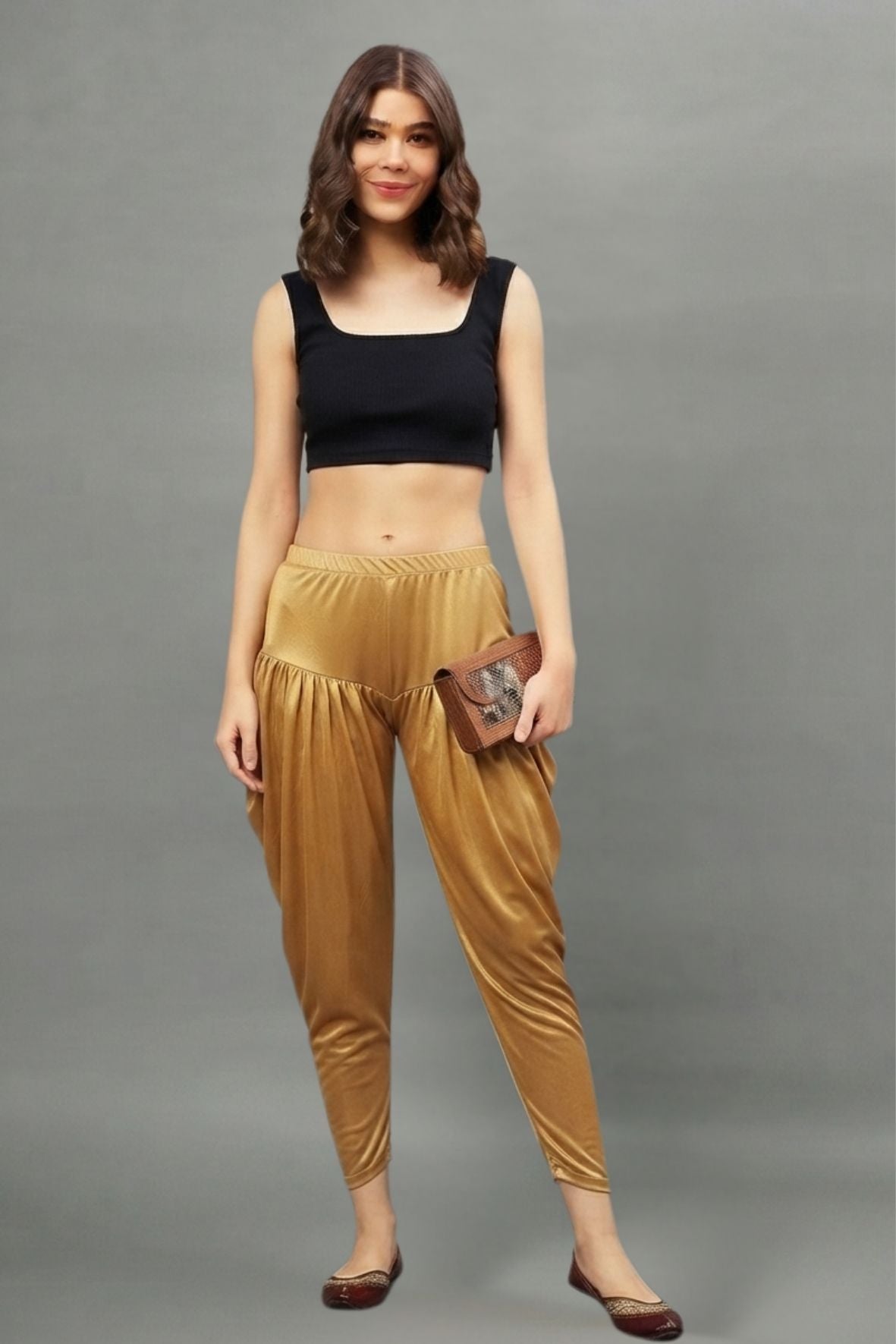 Medium Gold Shimmer Dhoti Pants