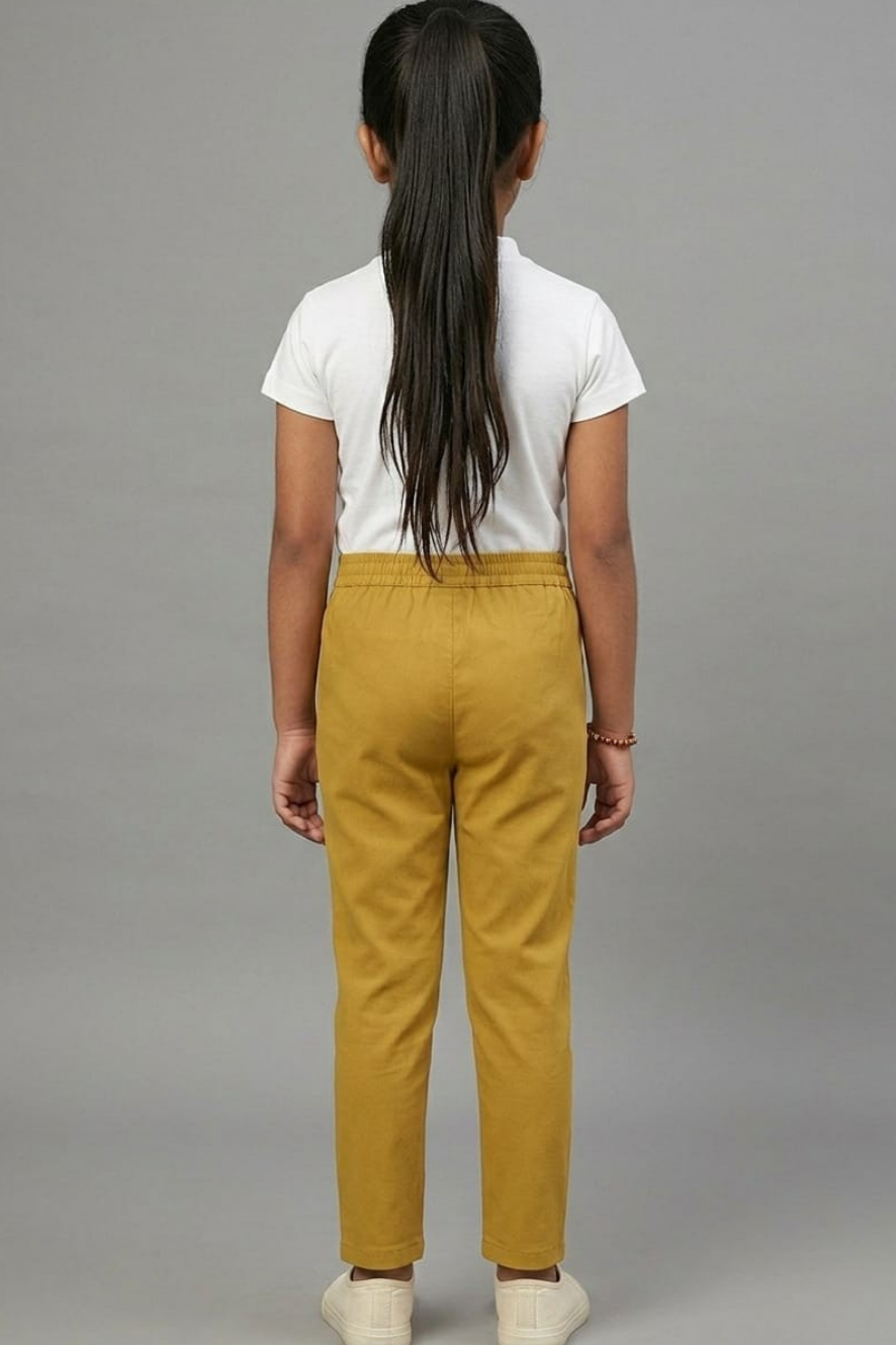 Girls Mustard Colour Straight Pant