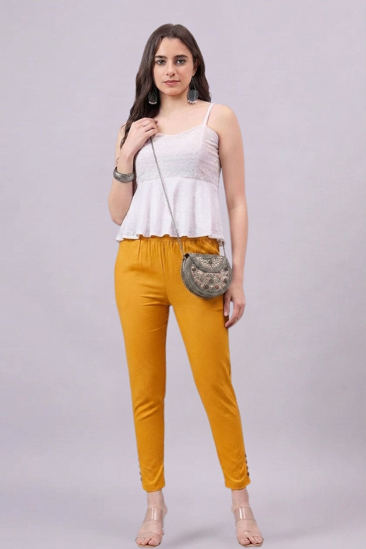 Mustard Regular Fit Potli Pants