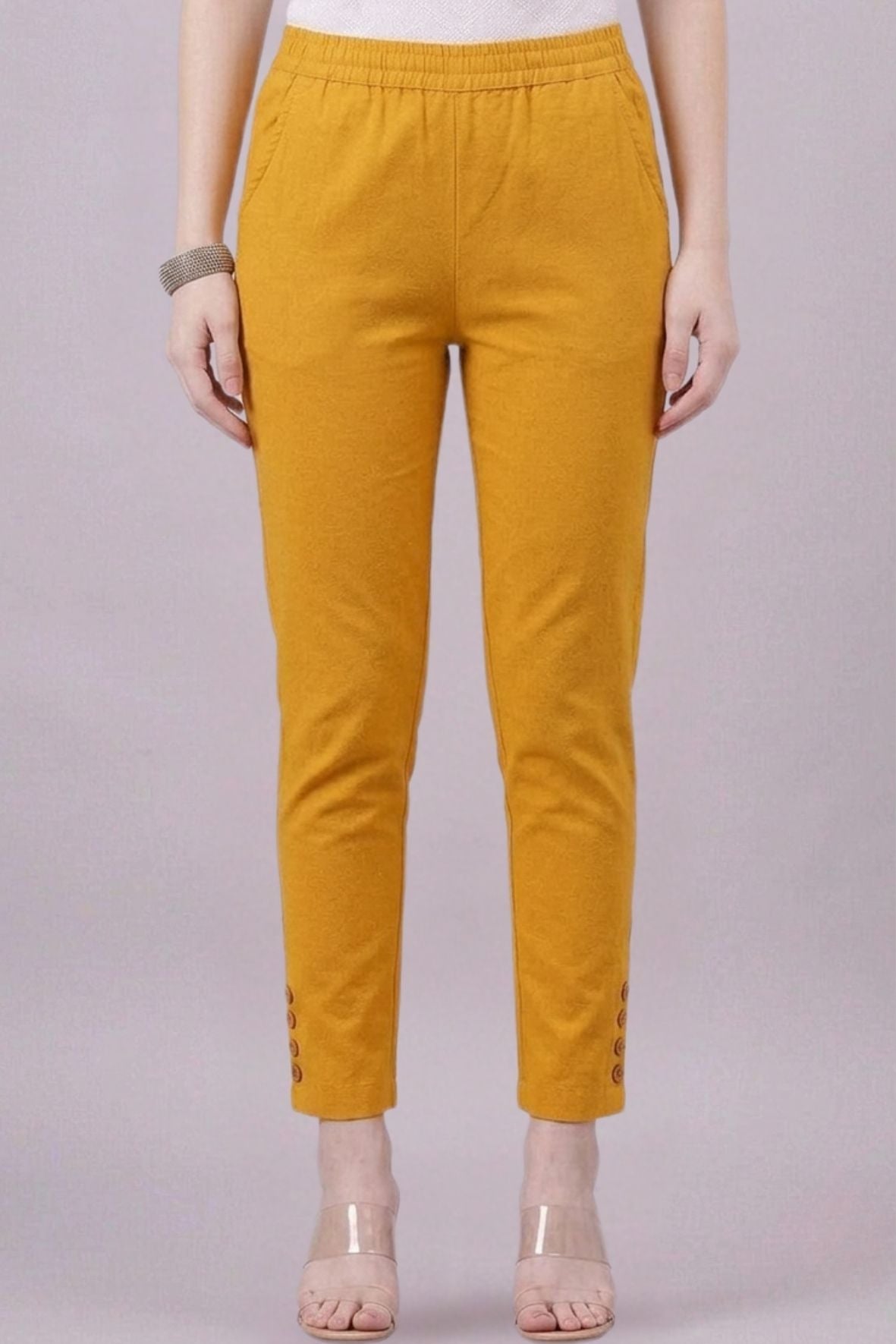 Mustard Regular Fit Potli Pants
