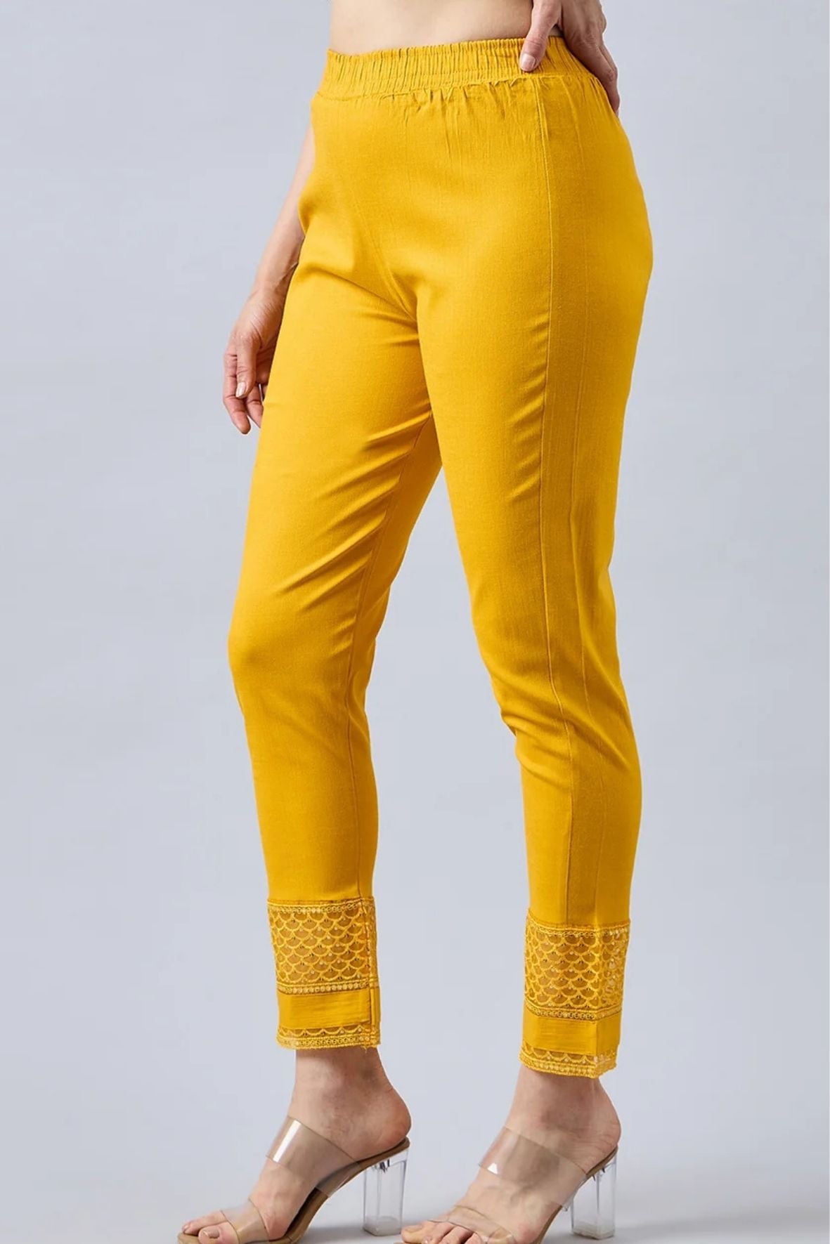 Mustard Sequin Lace Pants