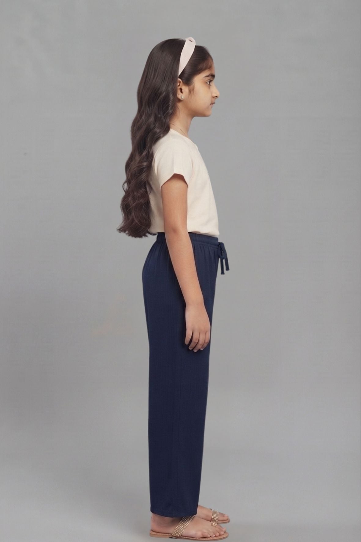 Kids Navy Blue Rayon Palazzo