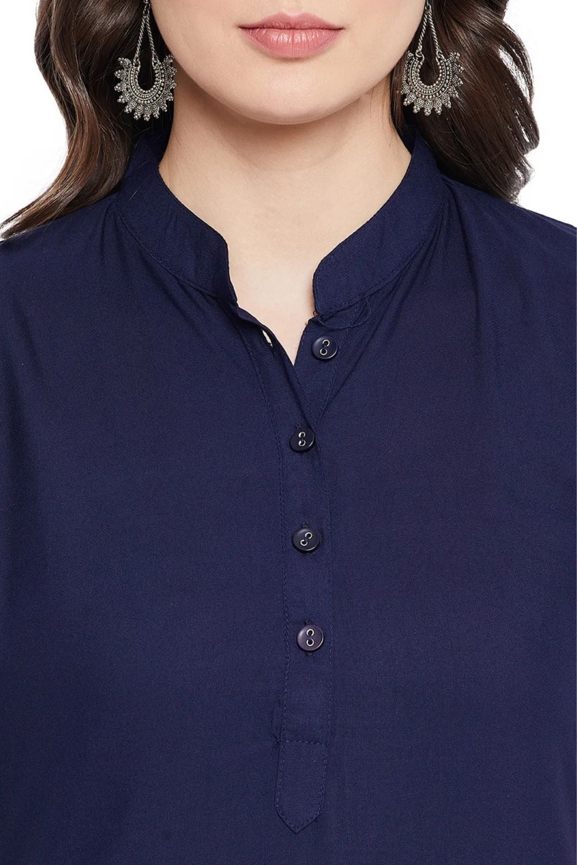 Navy Blue Solid Color Kurti