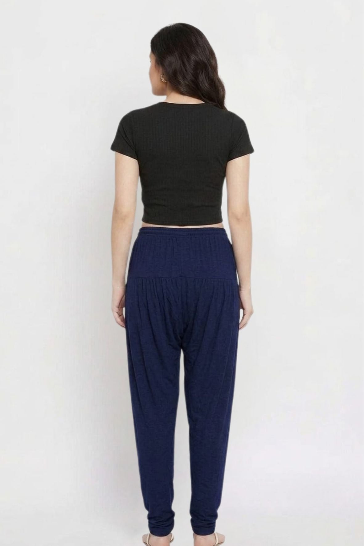 Navy Blue Plain Viscose Patiala