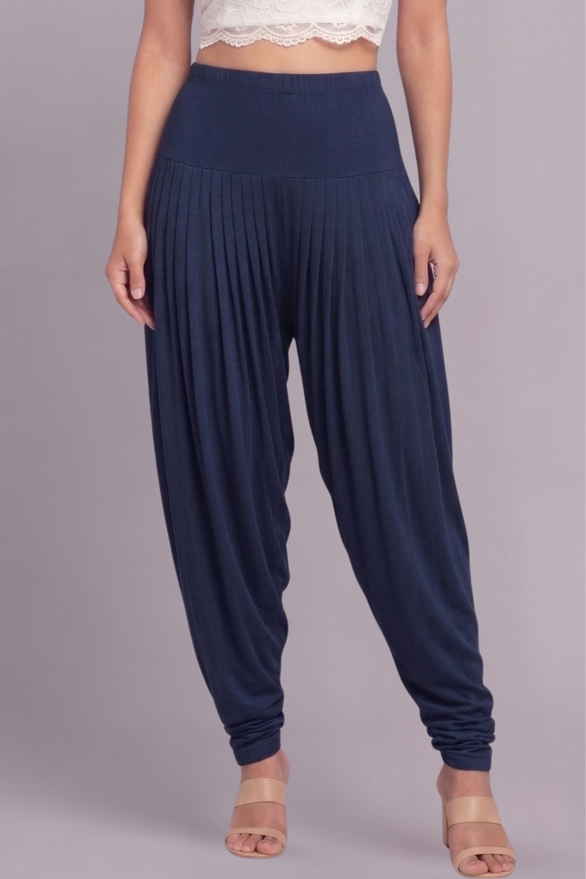 Navy Blue Viscose Plain Dhoti