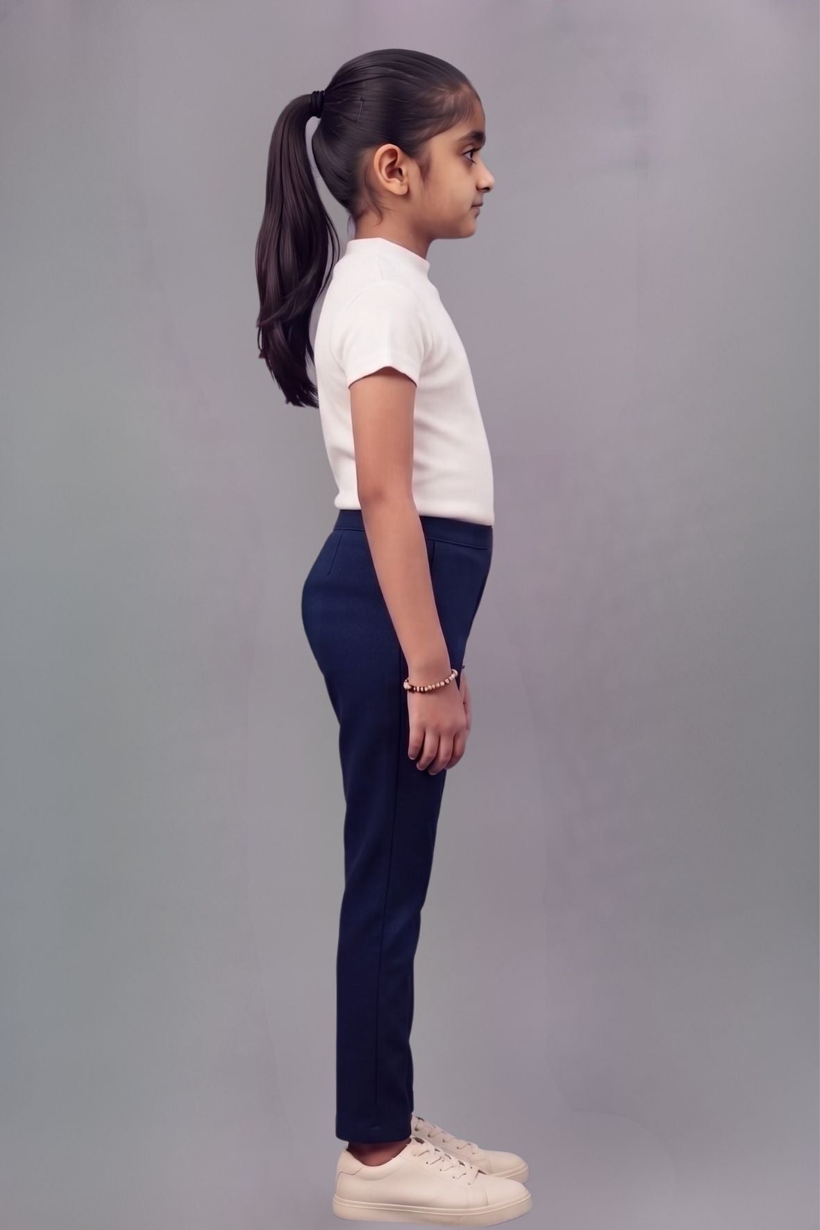 Girls Navy Blue Colour Straight Pant