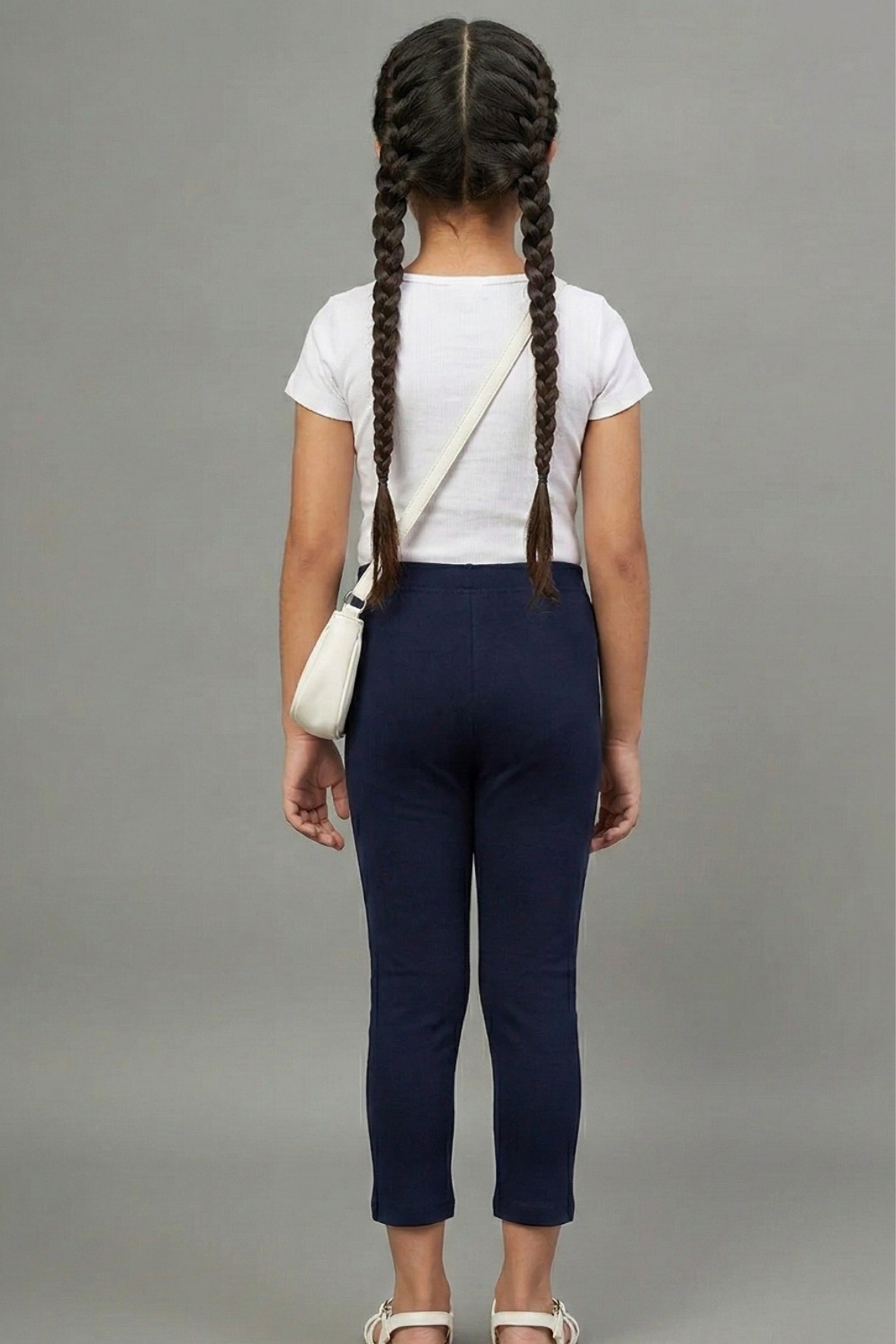 Girls Navy Blue Colour Straight Pant