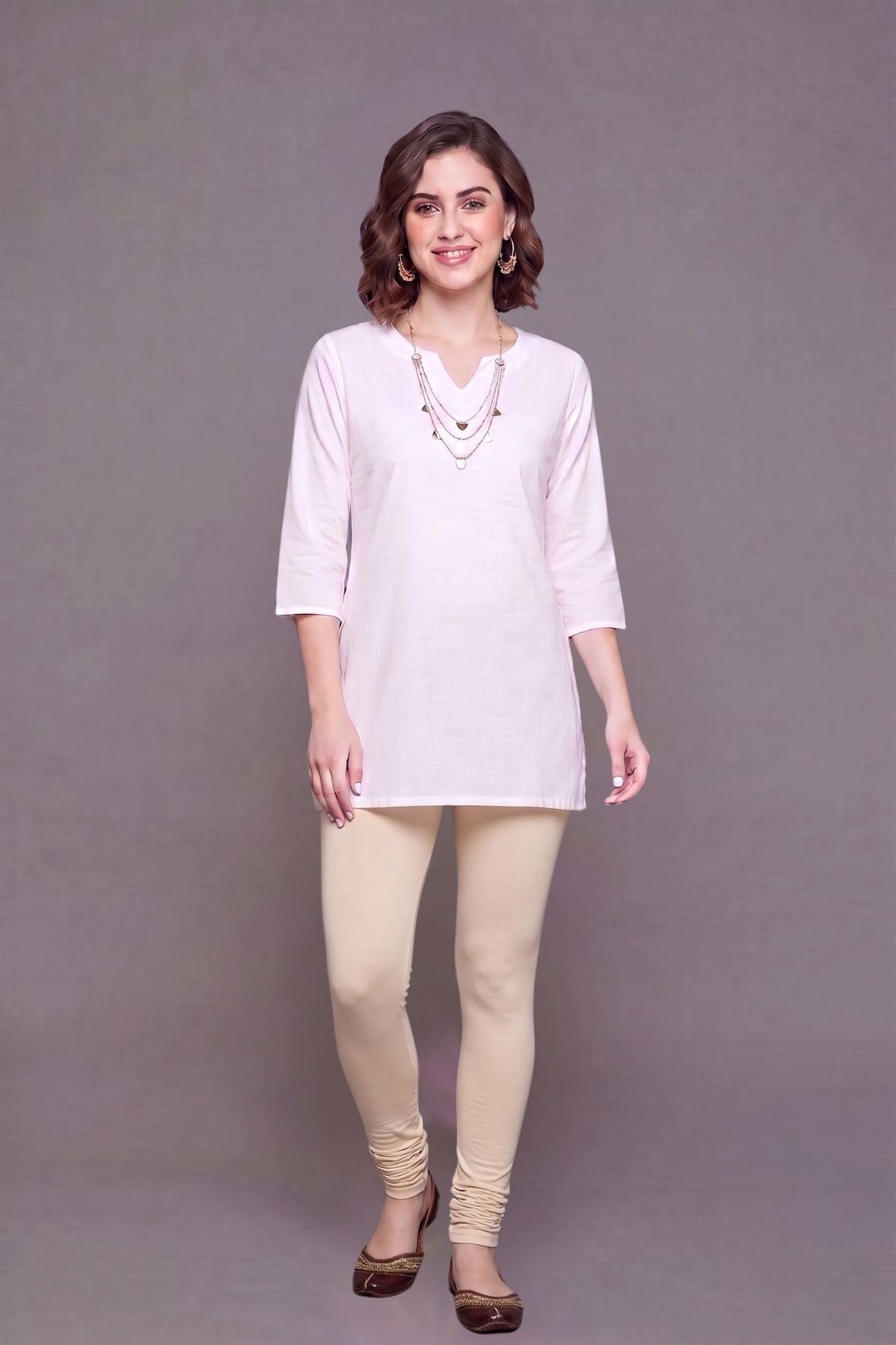 Off White Viscose Chudidar Leggings