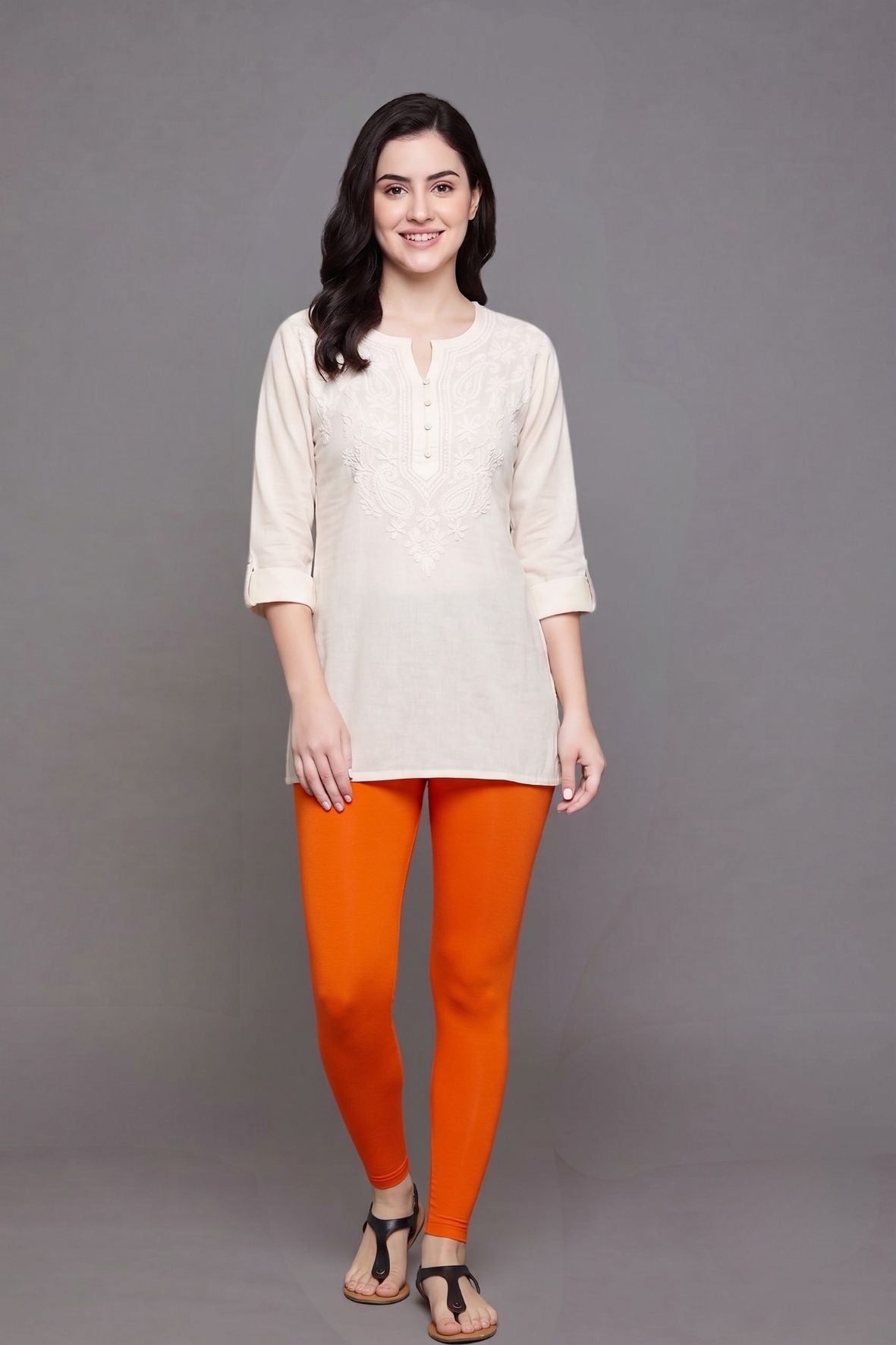 Orange Viscose Ankle Legging