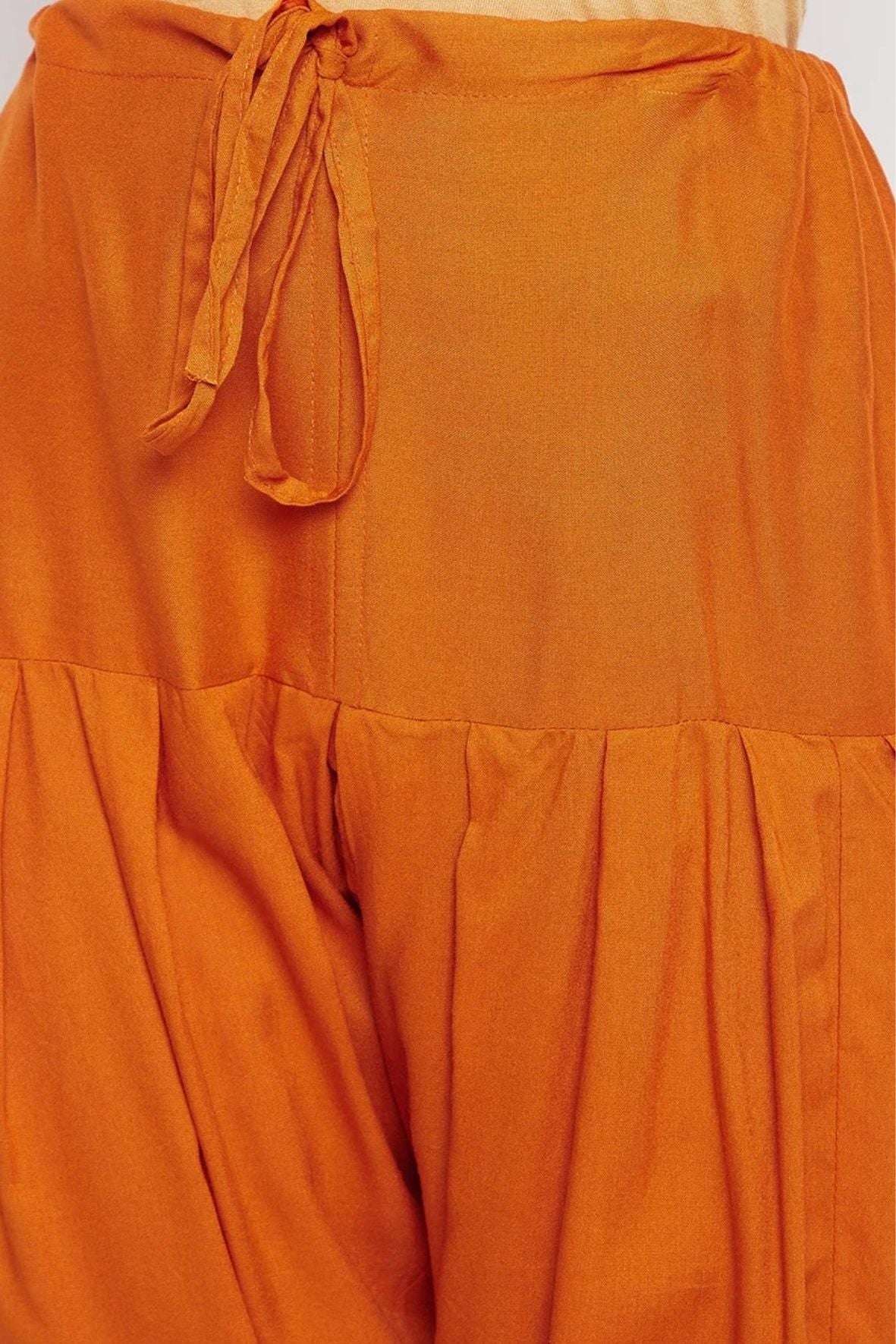 Dark Orange Rayon Plain Patiala (No Duppatta )