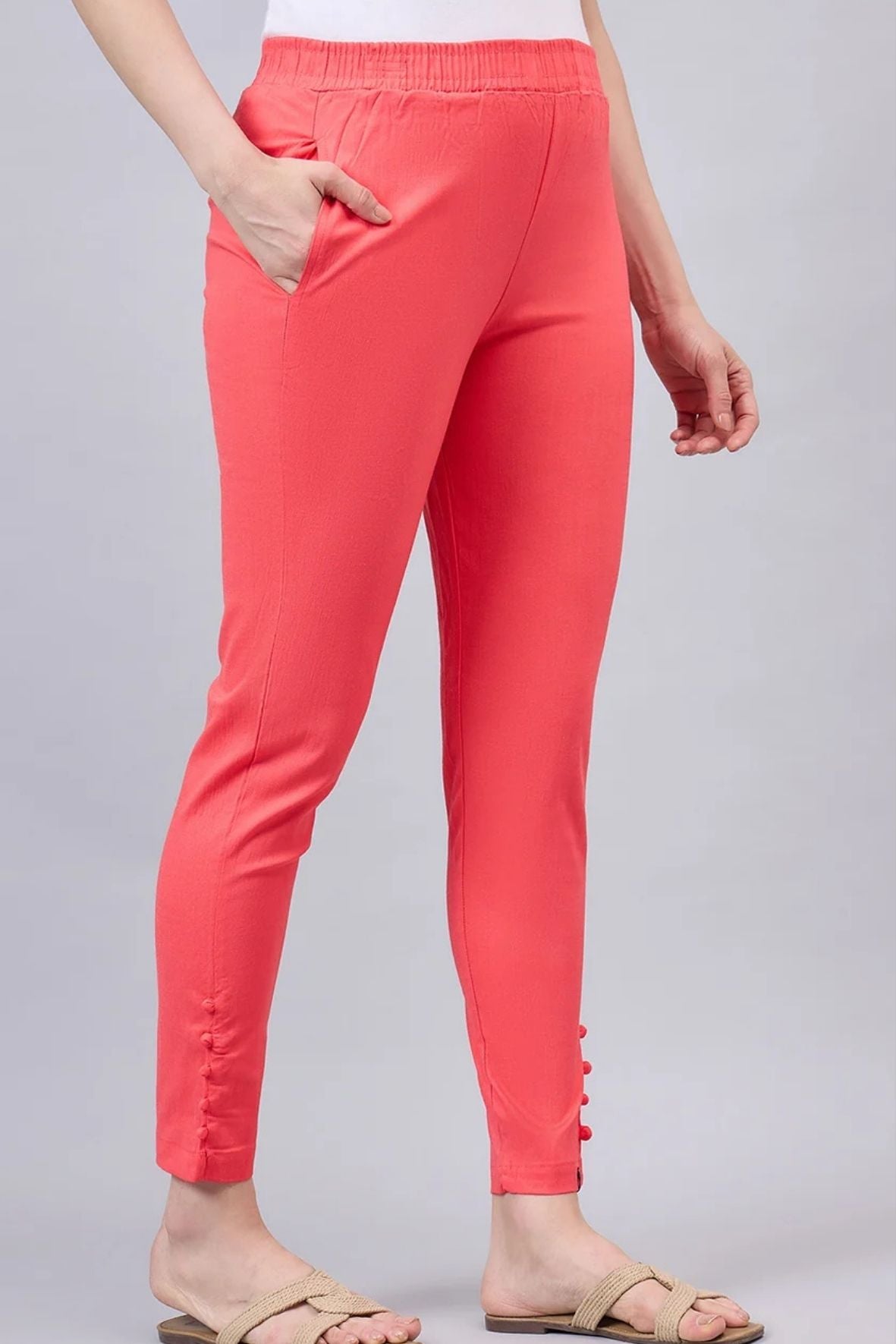 Peach Regular Fit Potli Pants