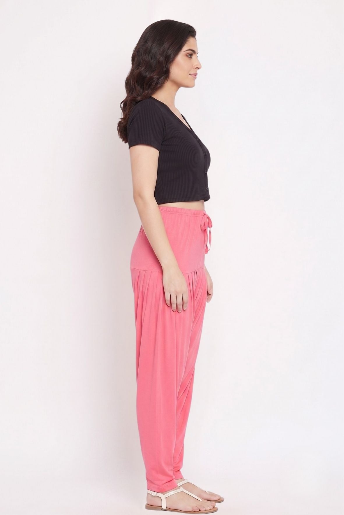 Peach Plain Viscose Patiala