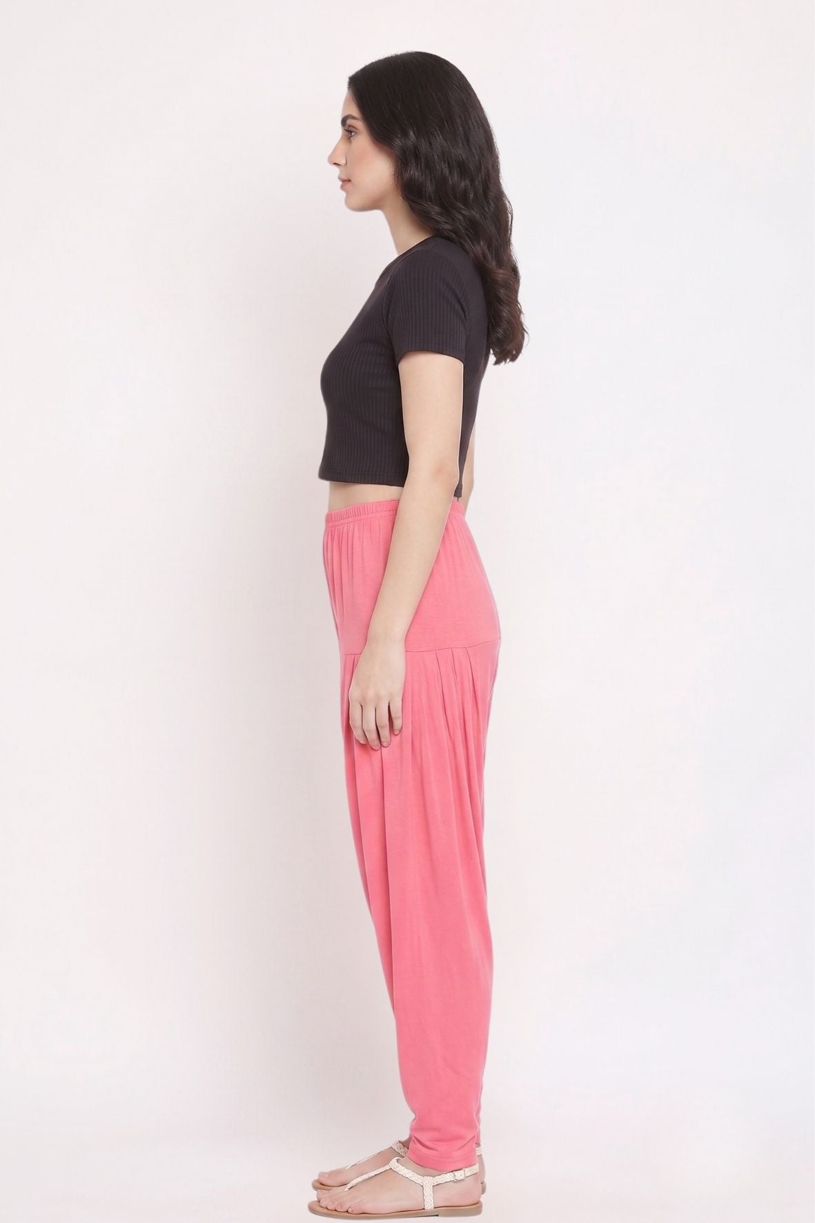 Peach Plain Viscose Patiala