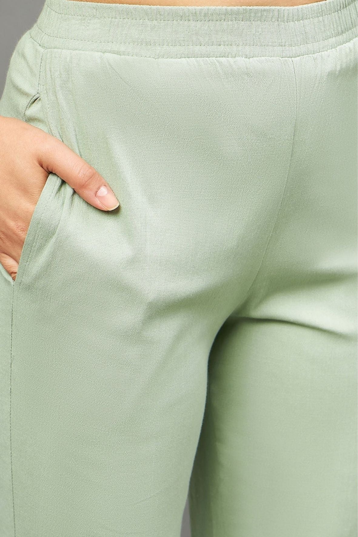 Pista Green Colour Straight Pant