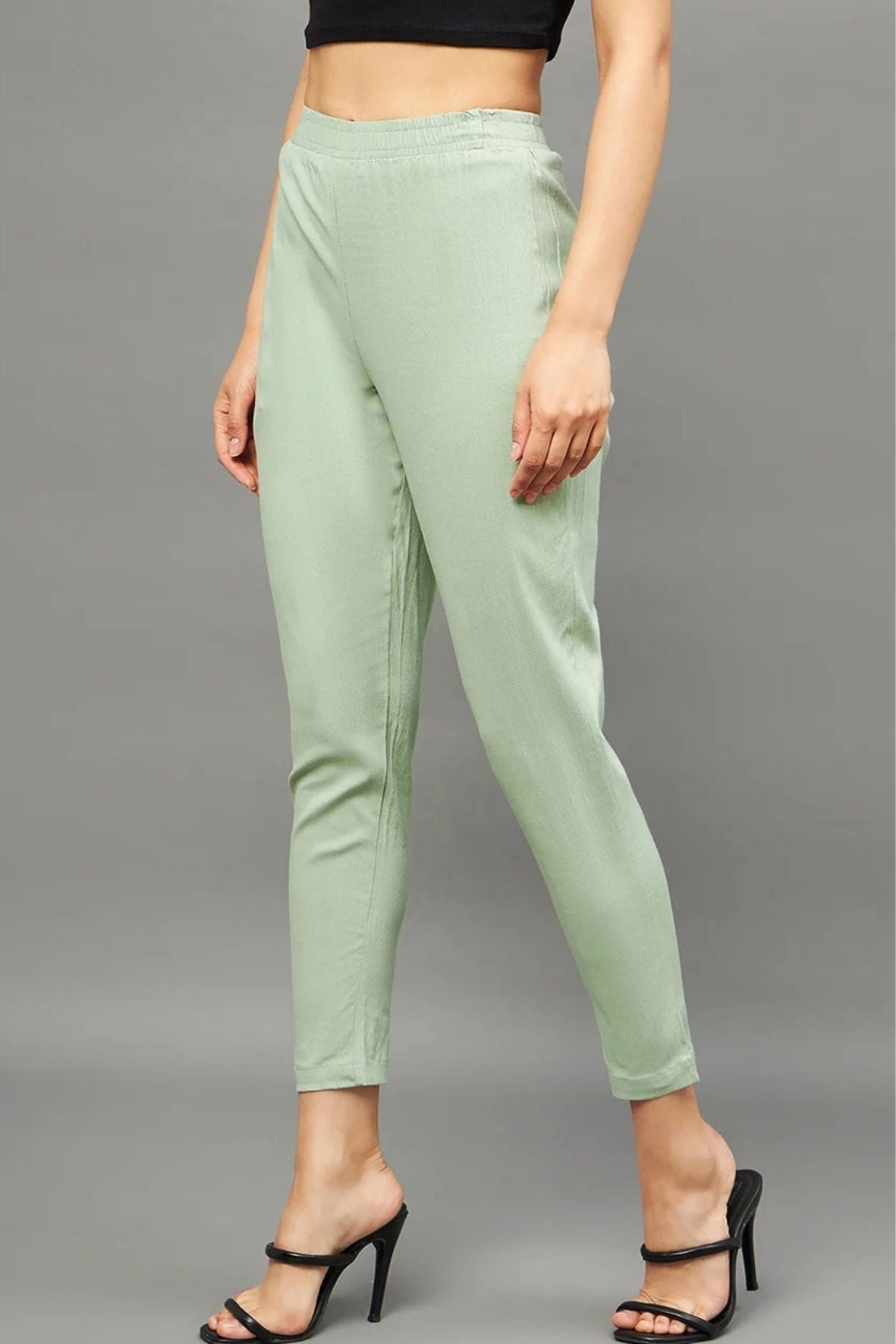 Pista Green Colour Straight Pant