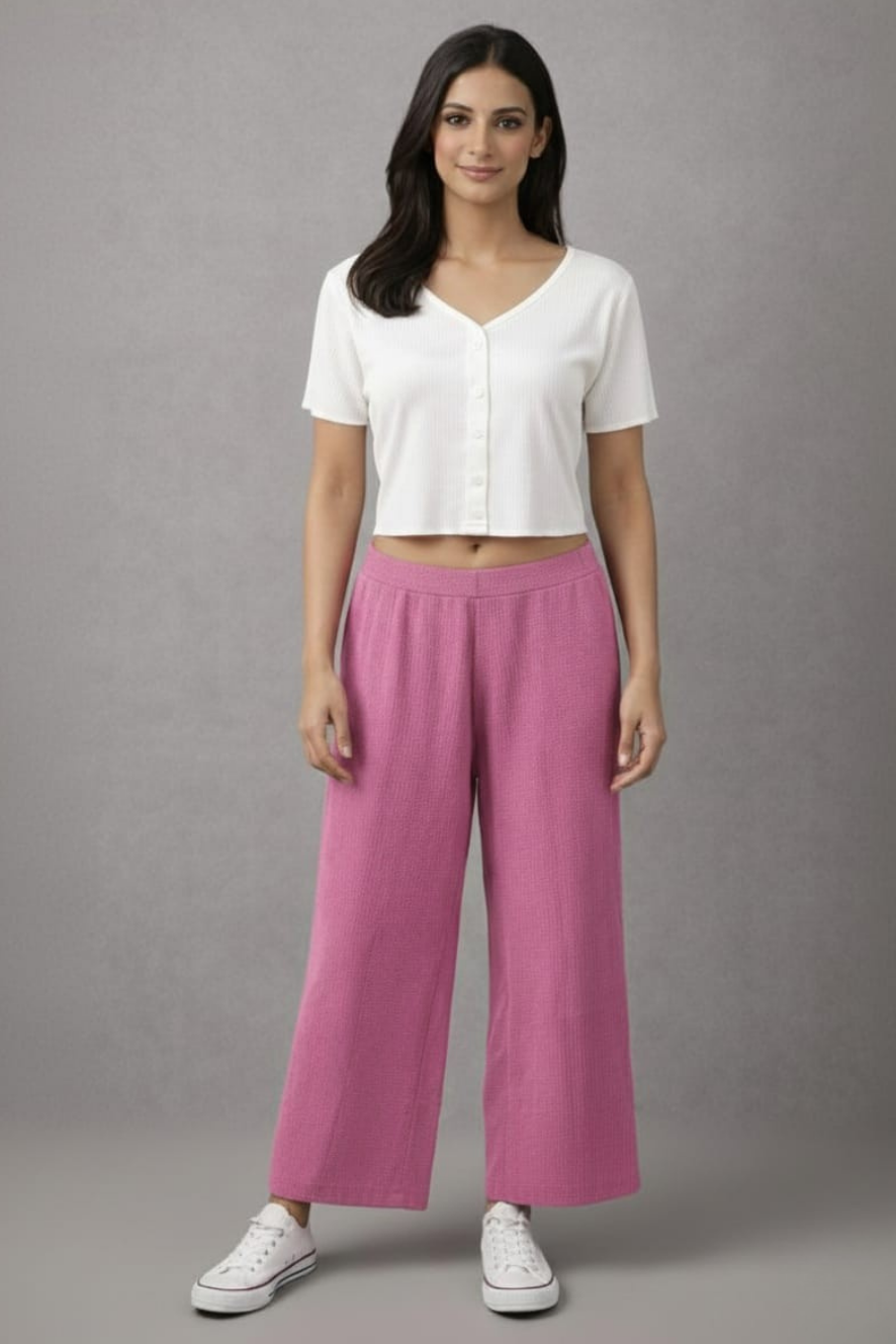 Pink Zara Rib Palazzo Pink
