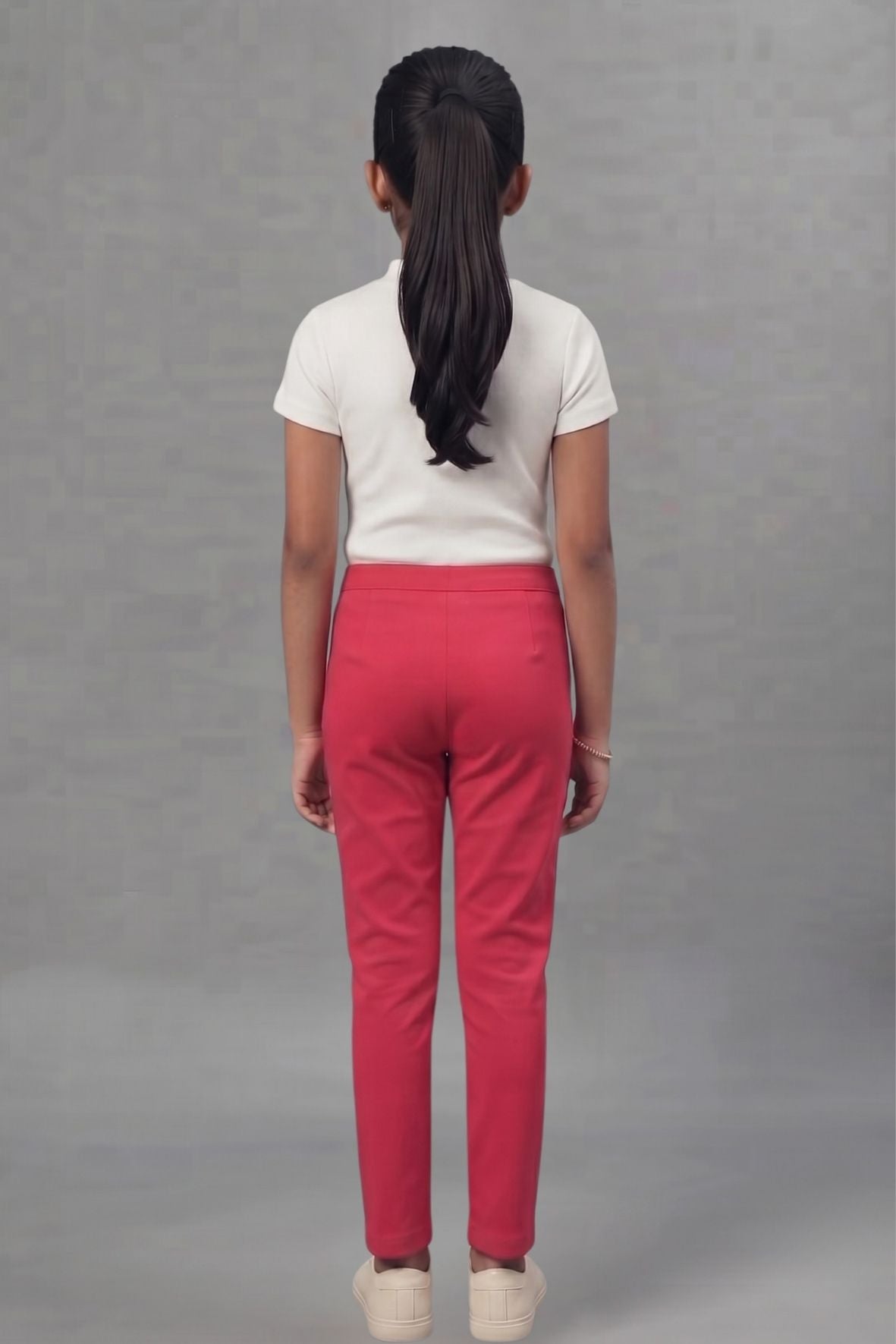 Girls Pink Colour Straight Pant