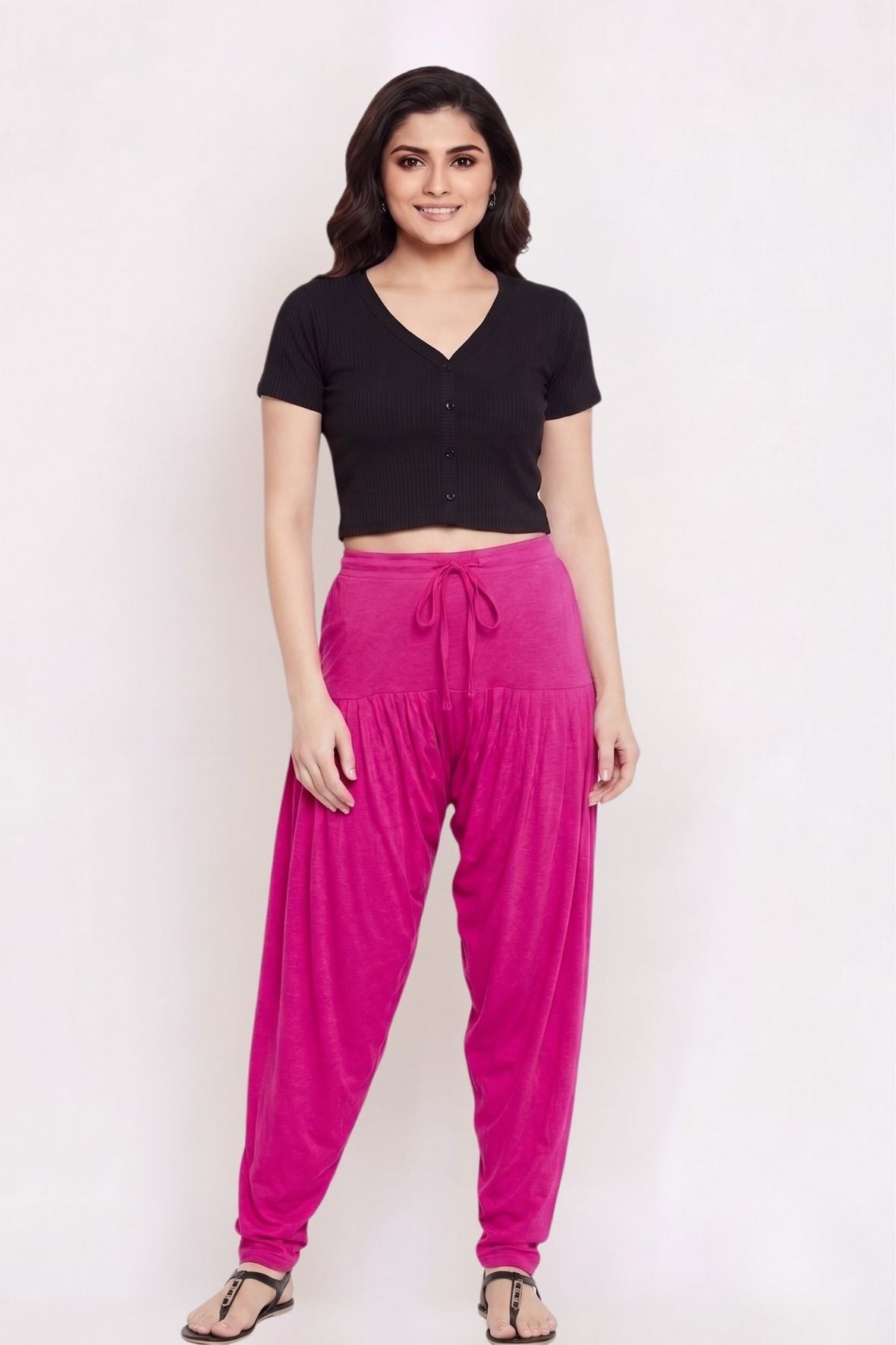 Rani Pink Plain Viscose Patiala