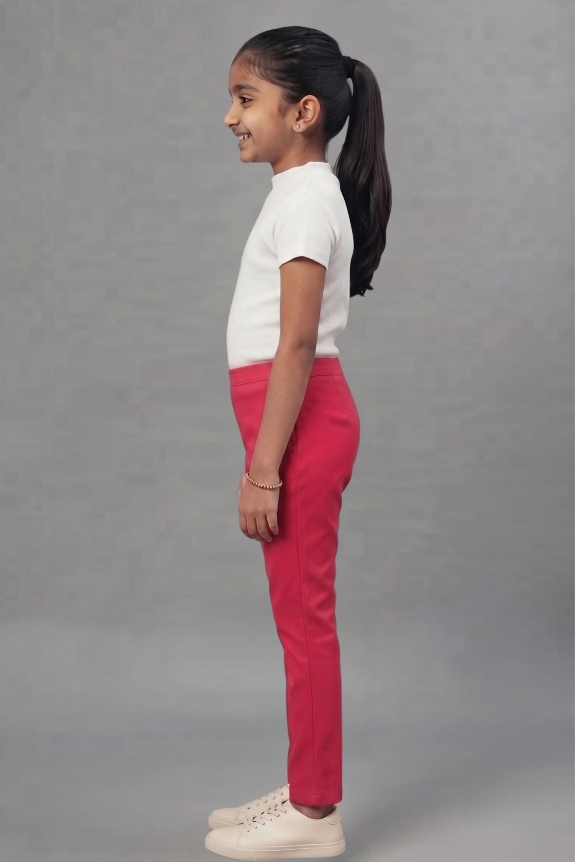 Girls Pink Colour Straight Pant