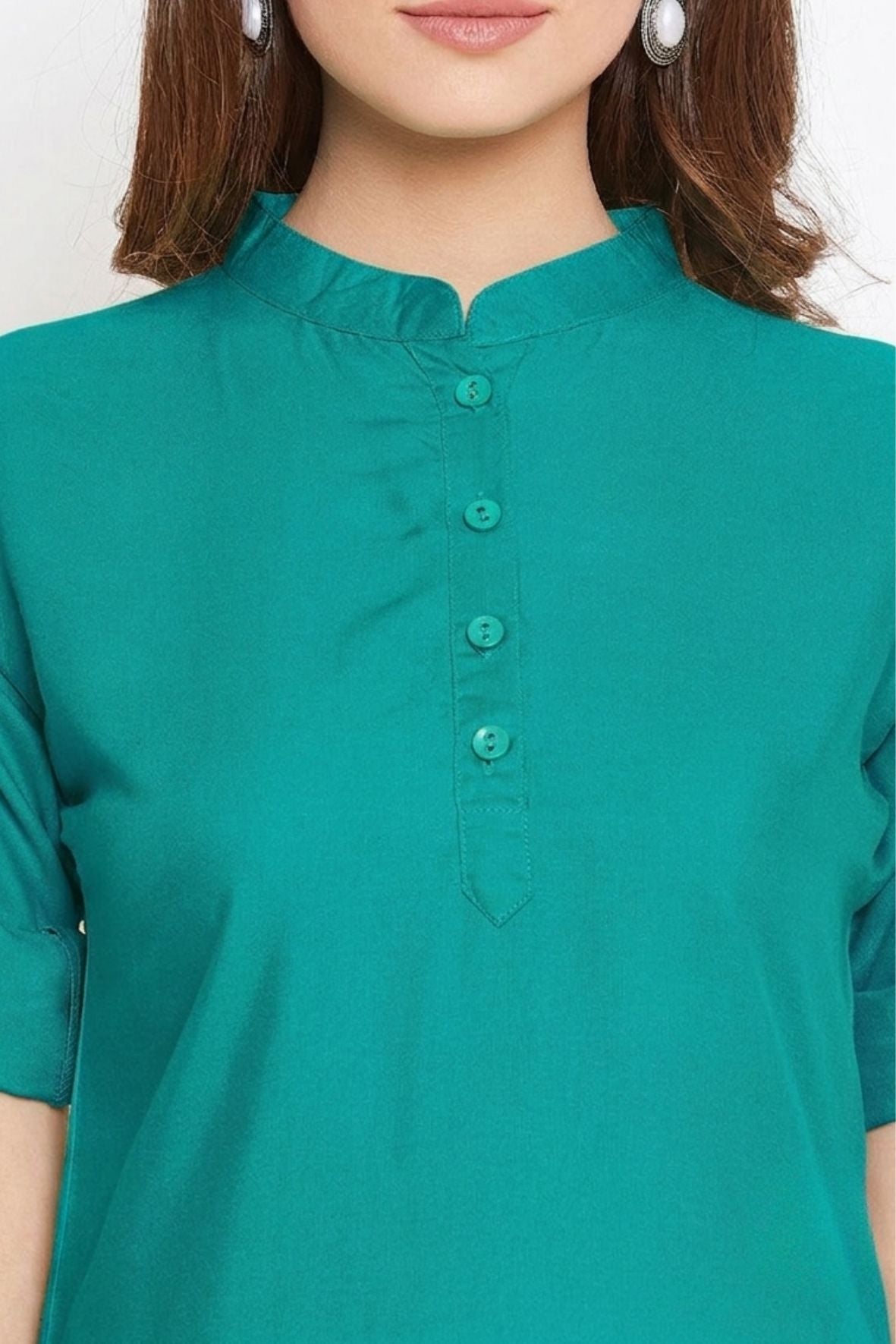 Rama Green Solid Color Kurti