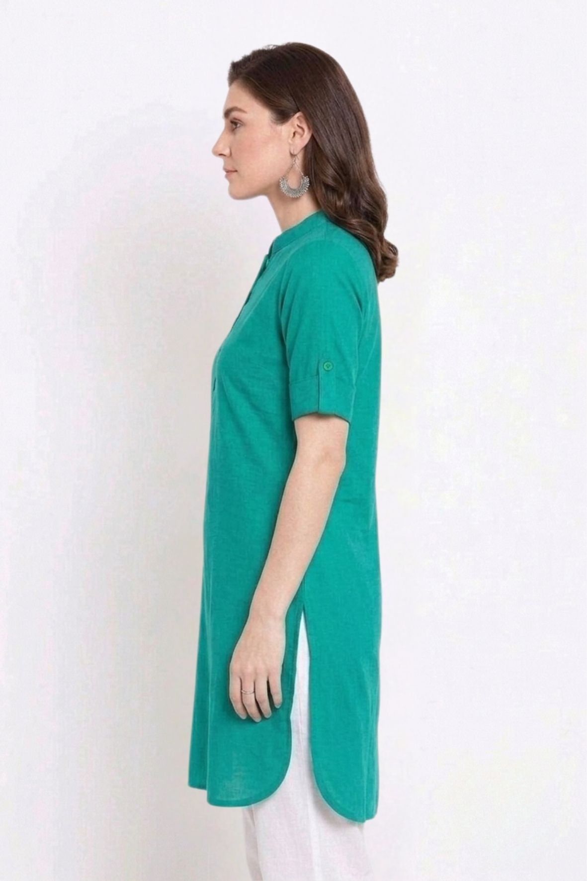 Rama Green Solid Color Kurti