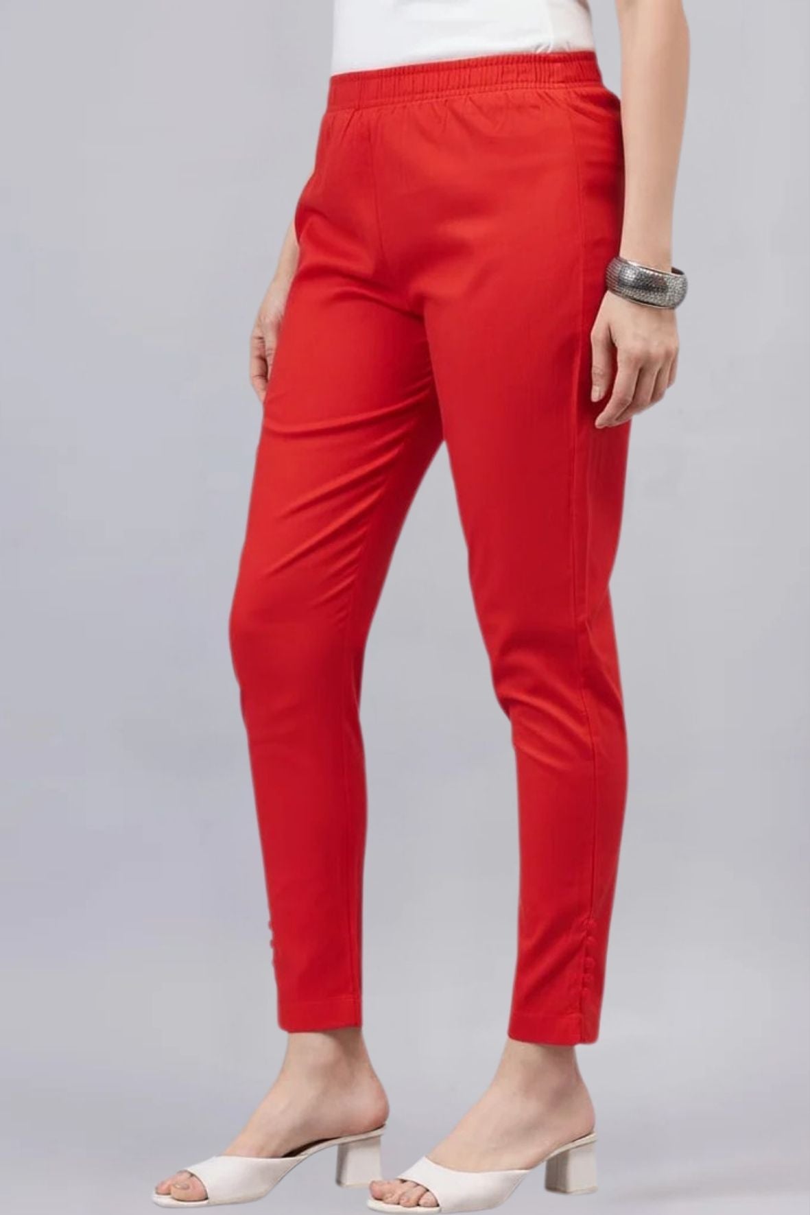 Red Regular Fit Potli Pants
