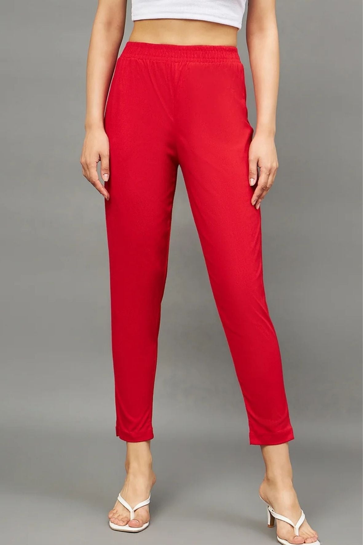 Red Colour Straight Pant