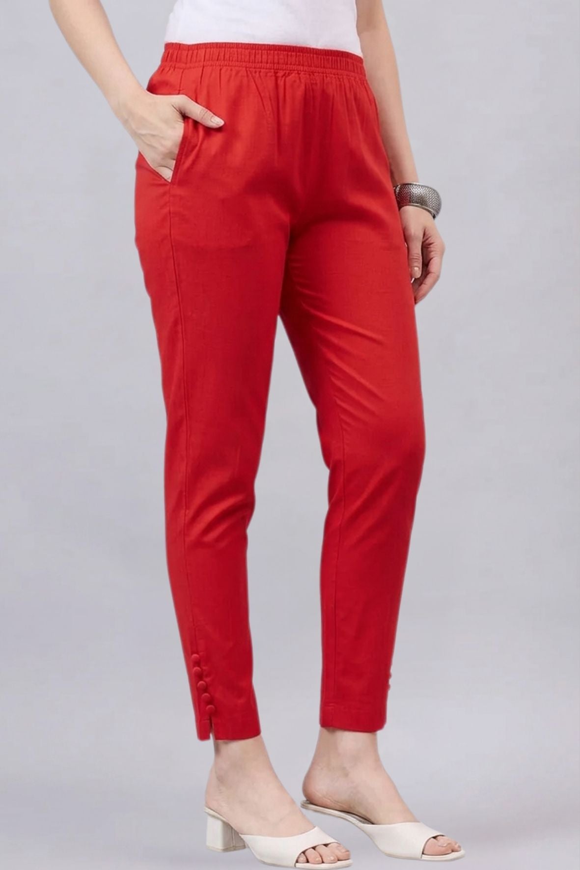 Red Regular Fit Potli Pants