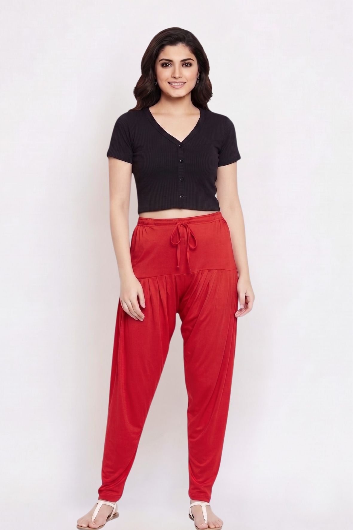 Red Plain Viscose Patiala