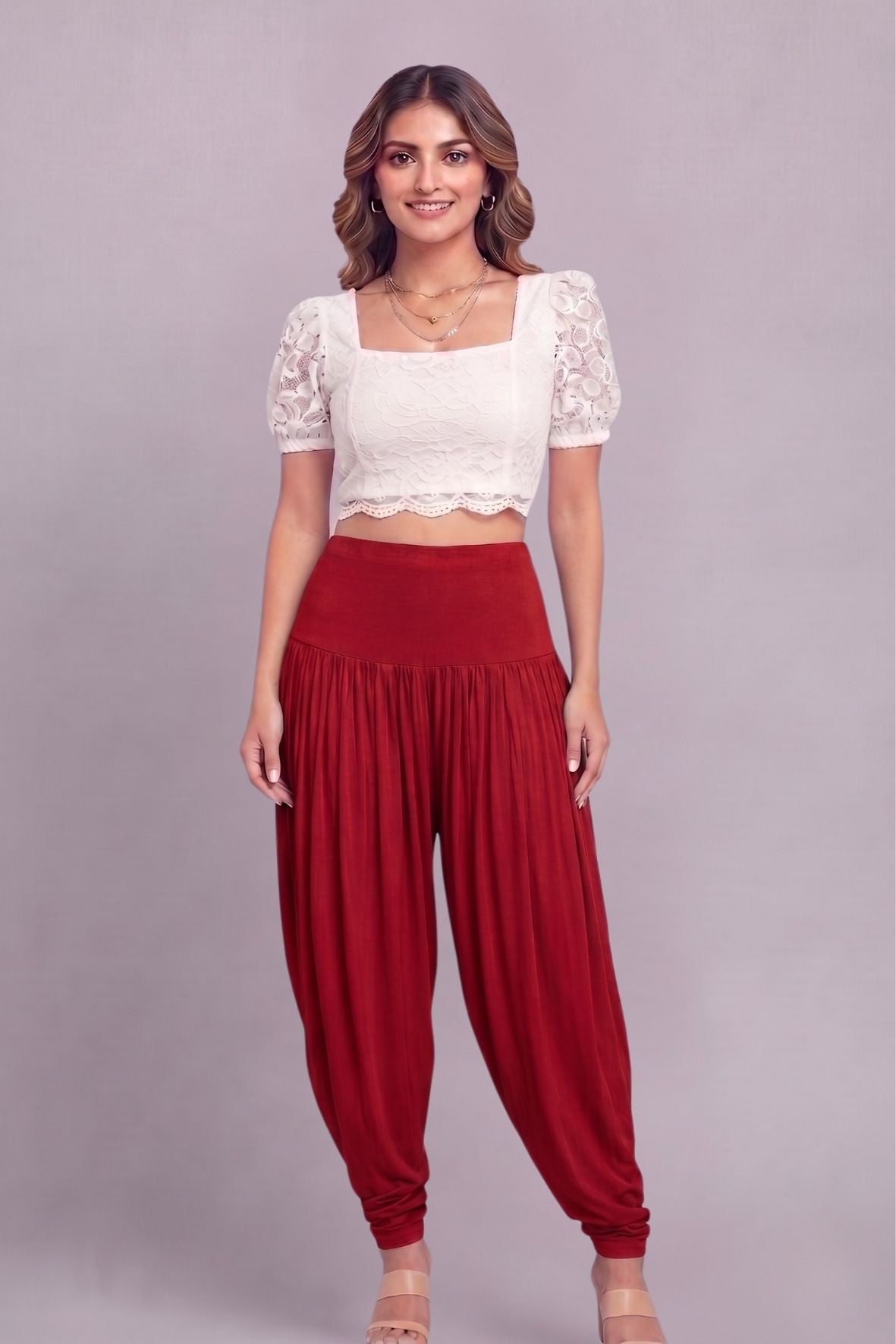 Red Viscose Plain Dhoti